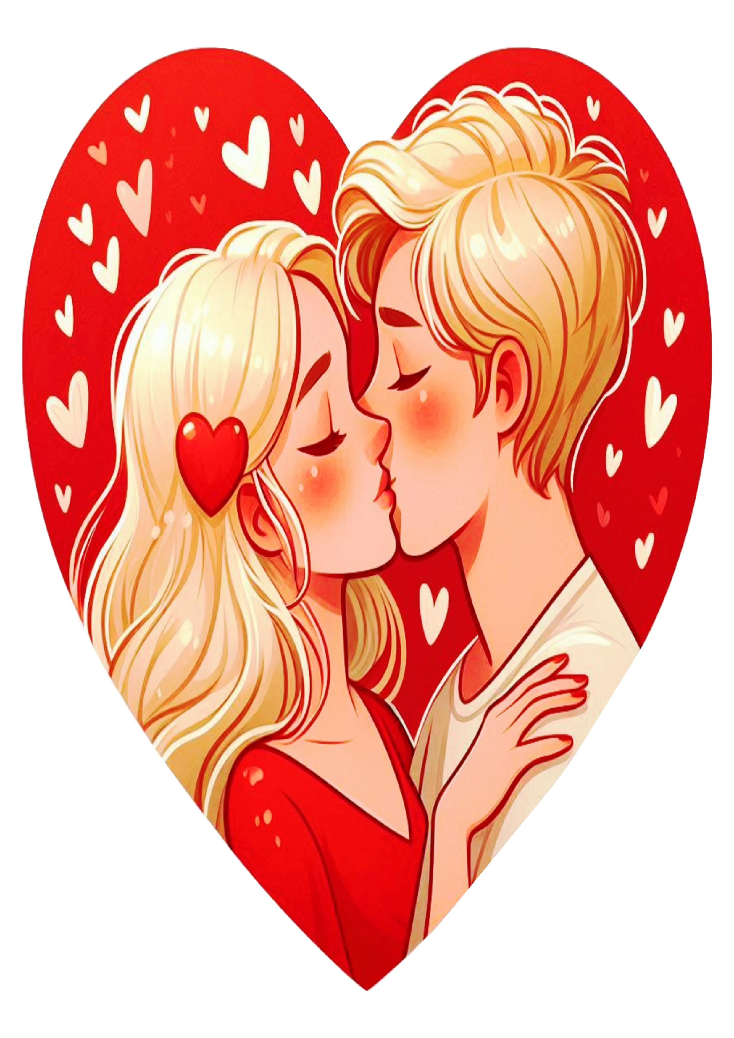 Heart couple in love Valentine’s Day png blonde simple drawing stationery