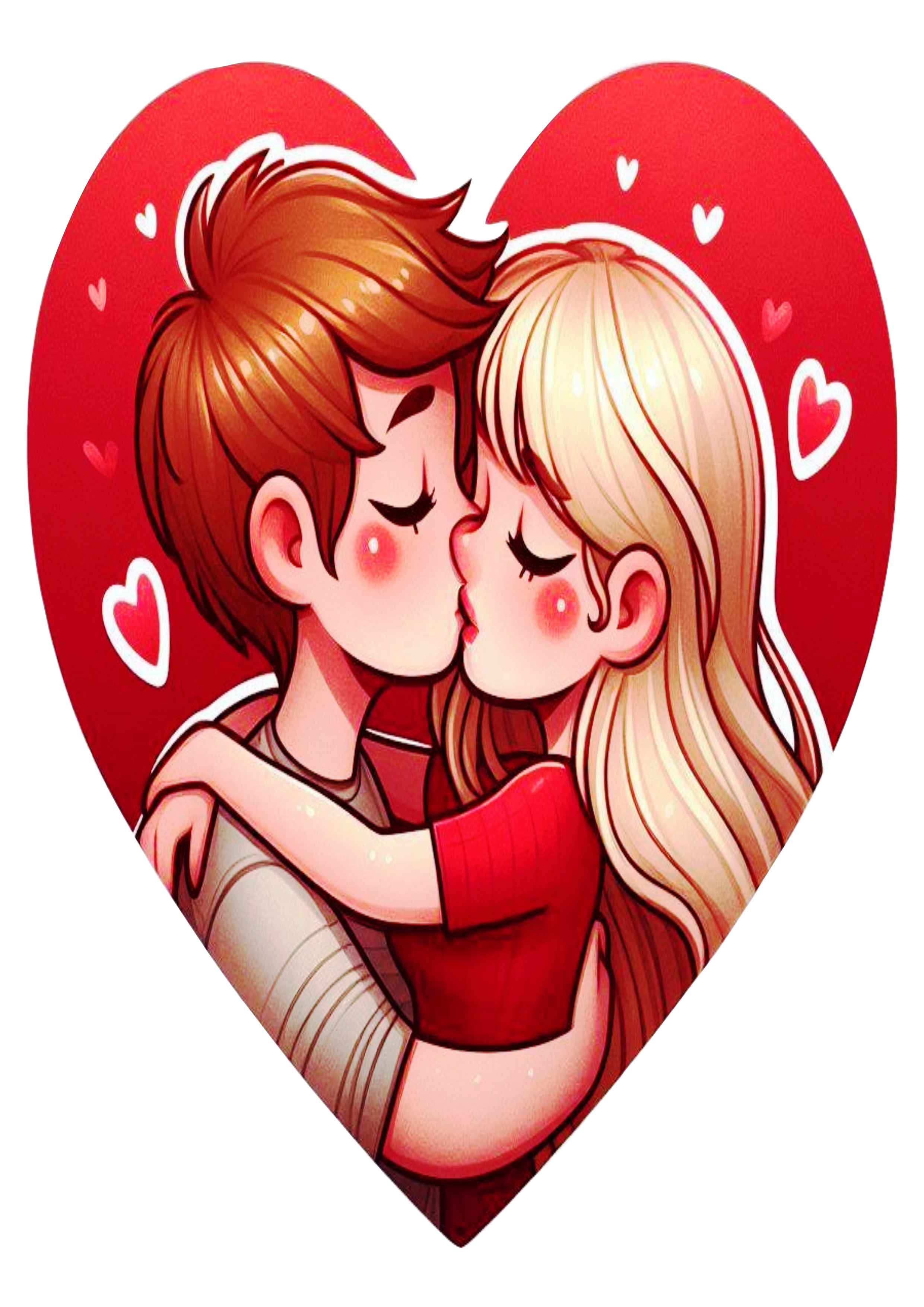 Heart couple in love Valentine’s Day png blonde simple drawing