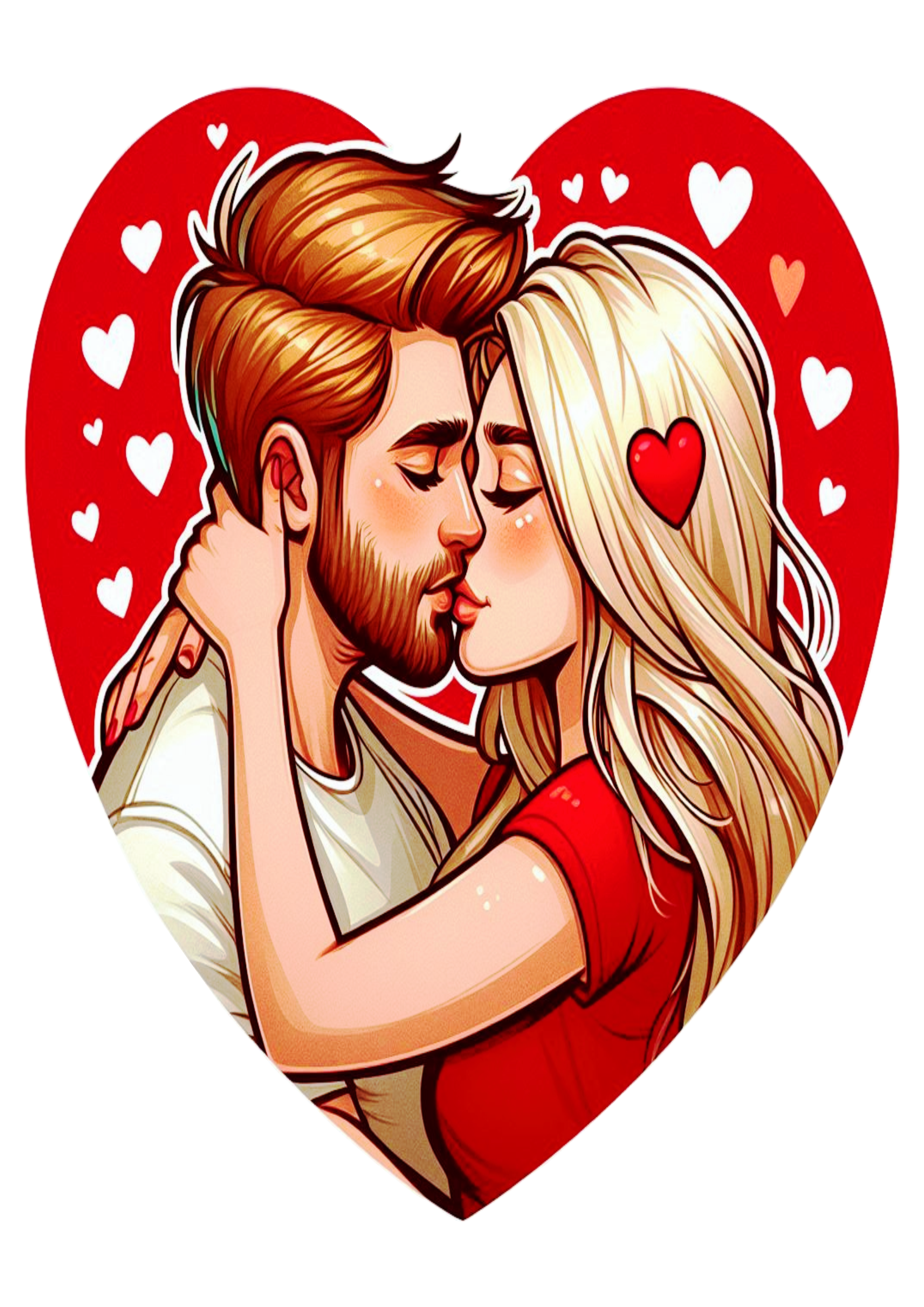 Heart couple in love Valentine’s Day png blonde drawing