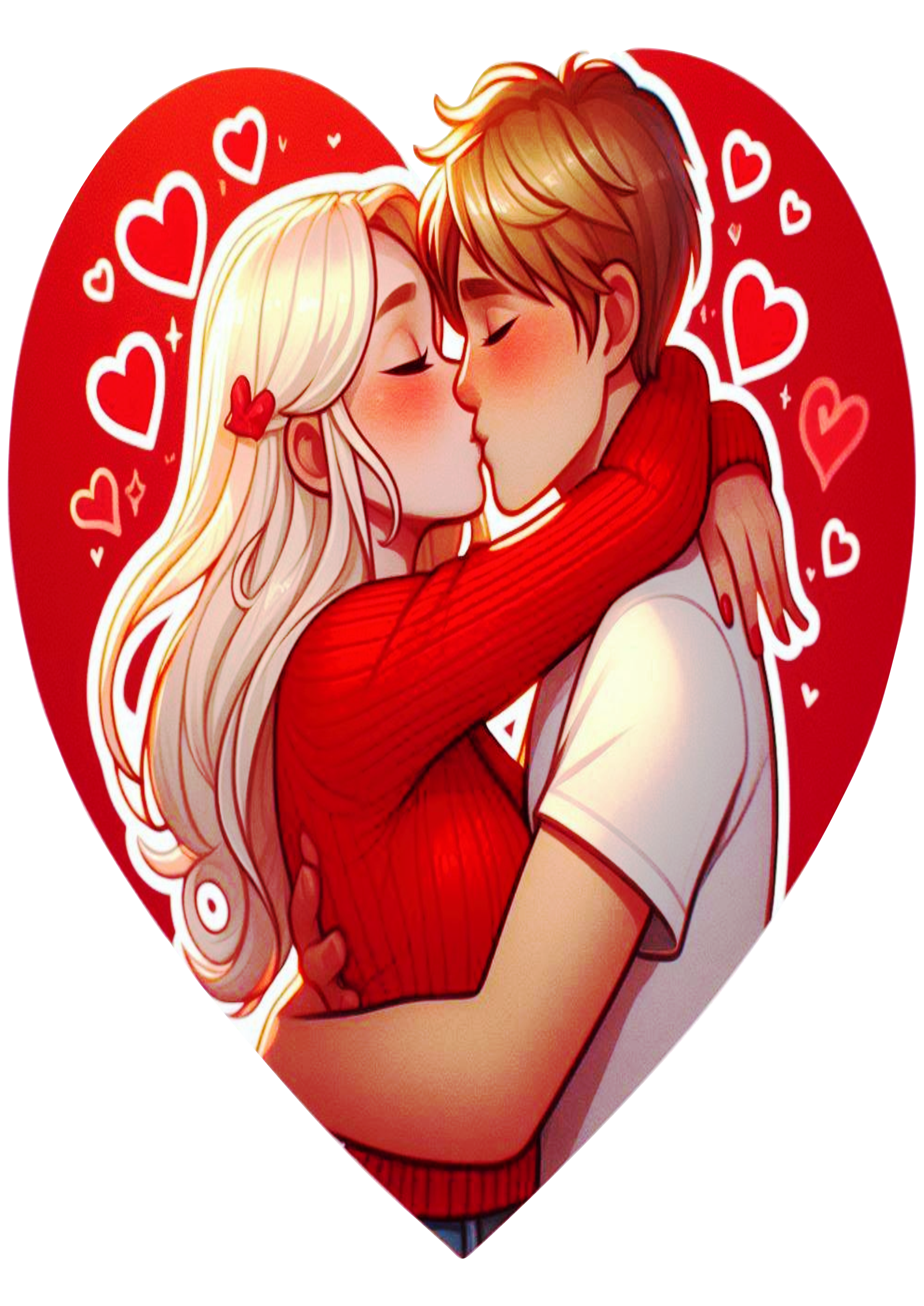 Heart couple in love Valentine’s Day png blonde