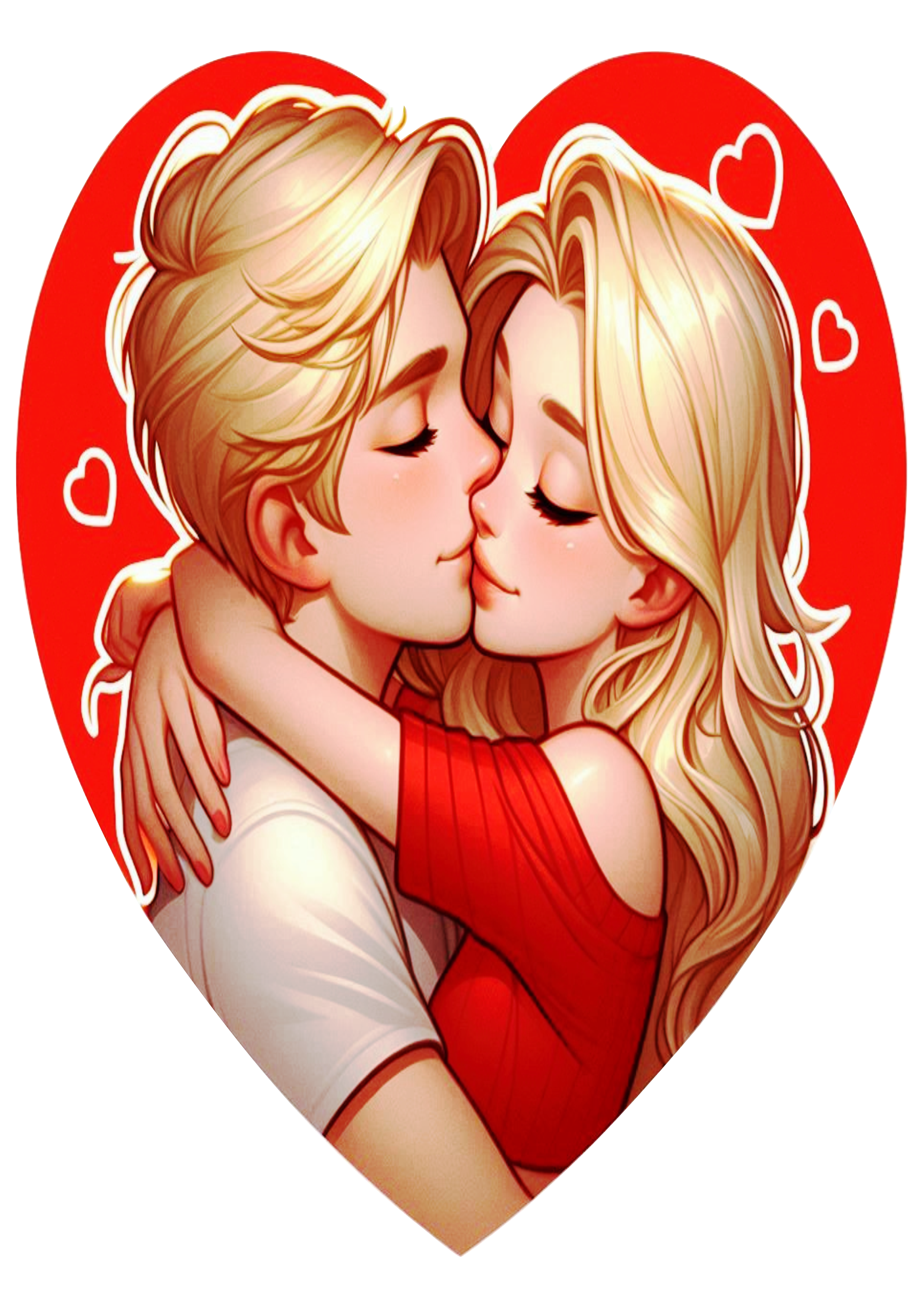 Heart couple in love Valentine’s Day png blonde stickers