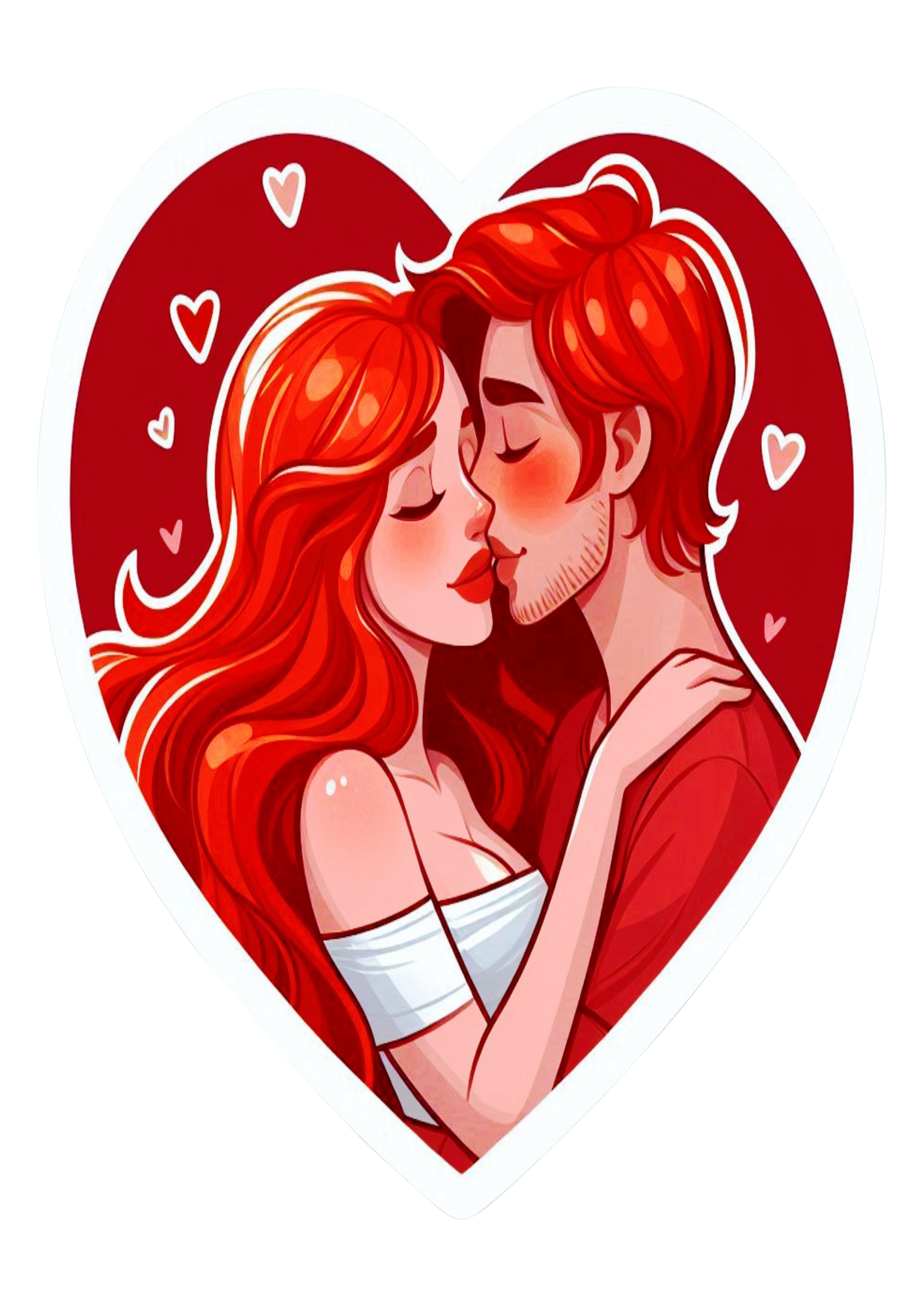 Desenho simples coração casal apaixonado png ruivos decoração