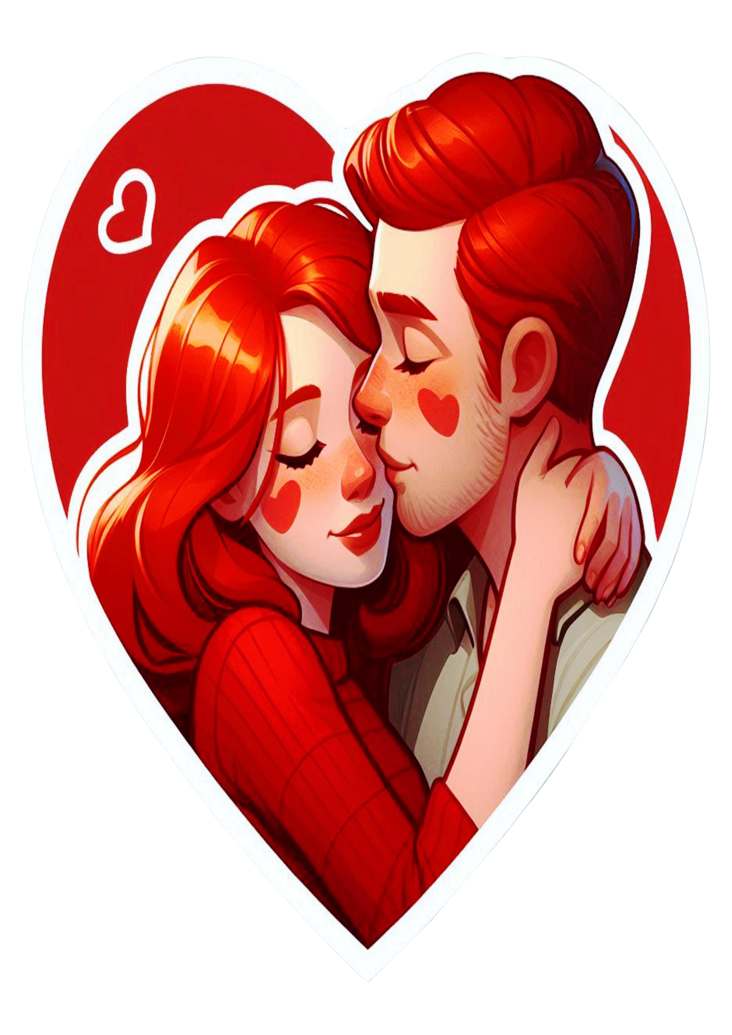 Desenho simples coração casal apaixonado png ruivos decoração de dia dos namorados artes gráficas
