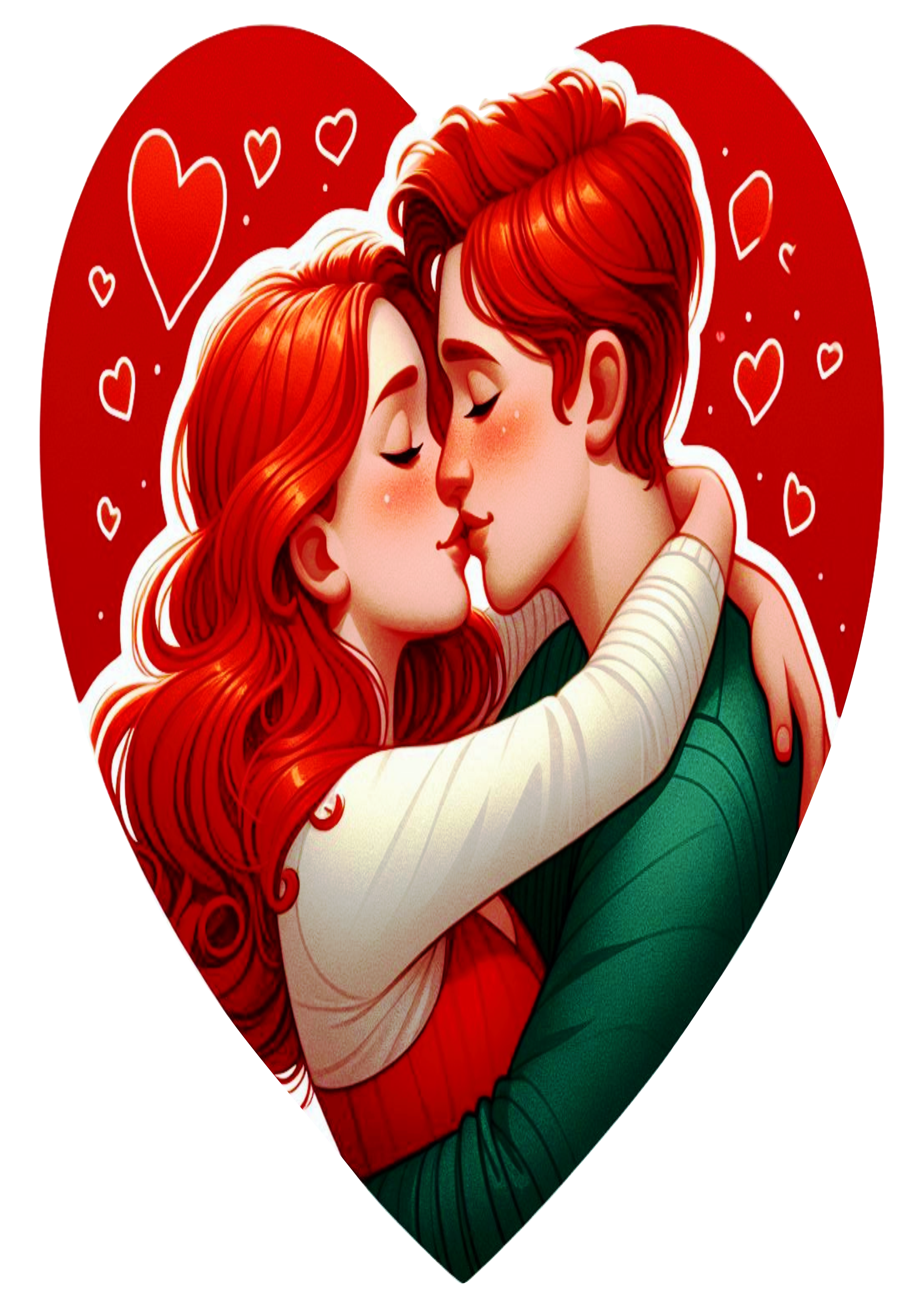Simple drawing heart couple in love png redheads valentine’s day decoration graphic arts