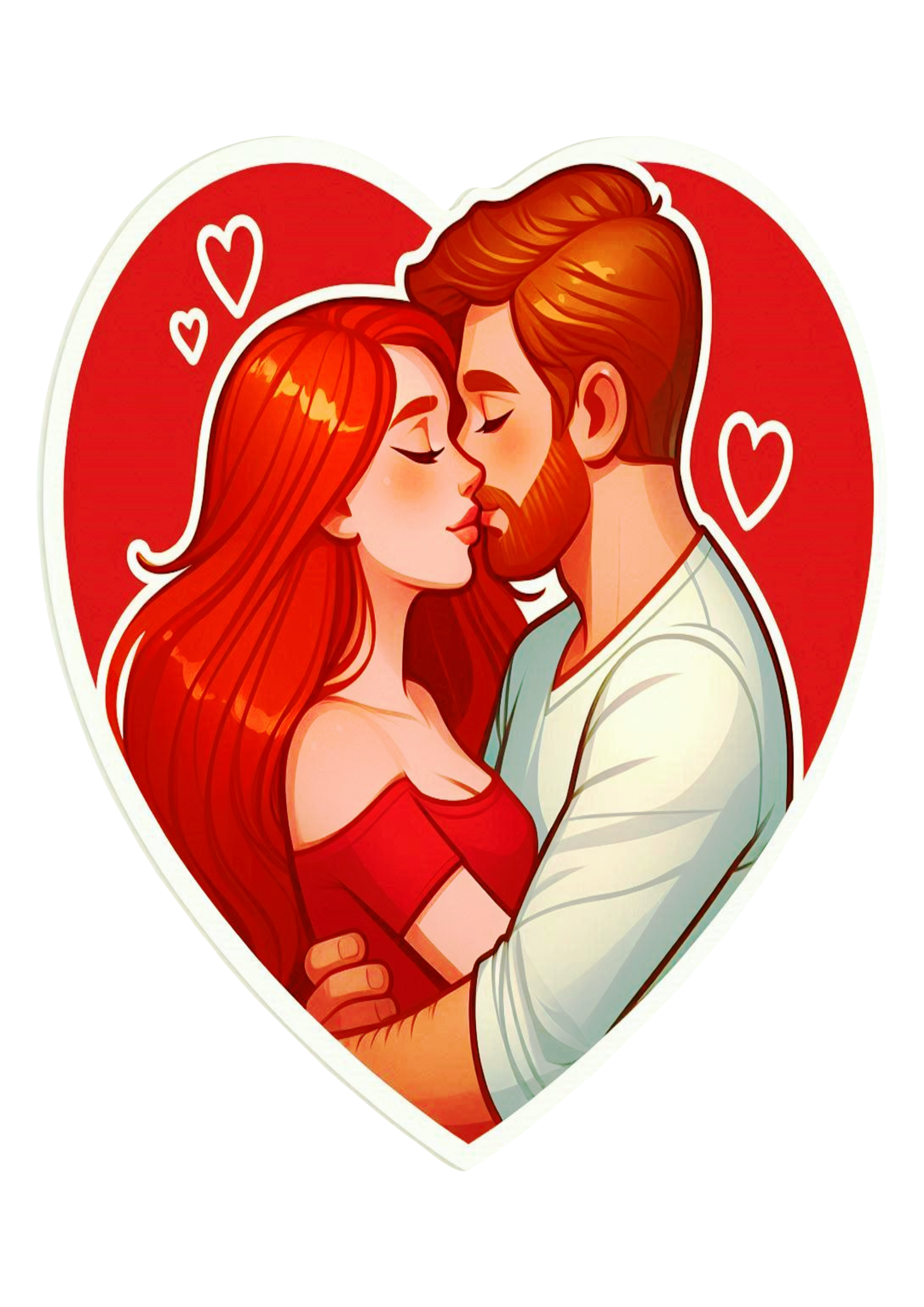 Simple drawing heart couple in love png redheads decoration