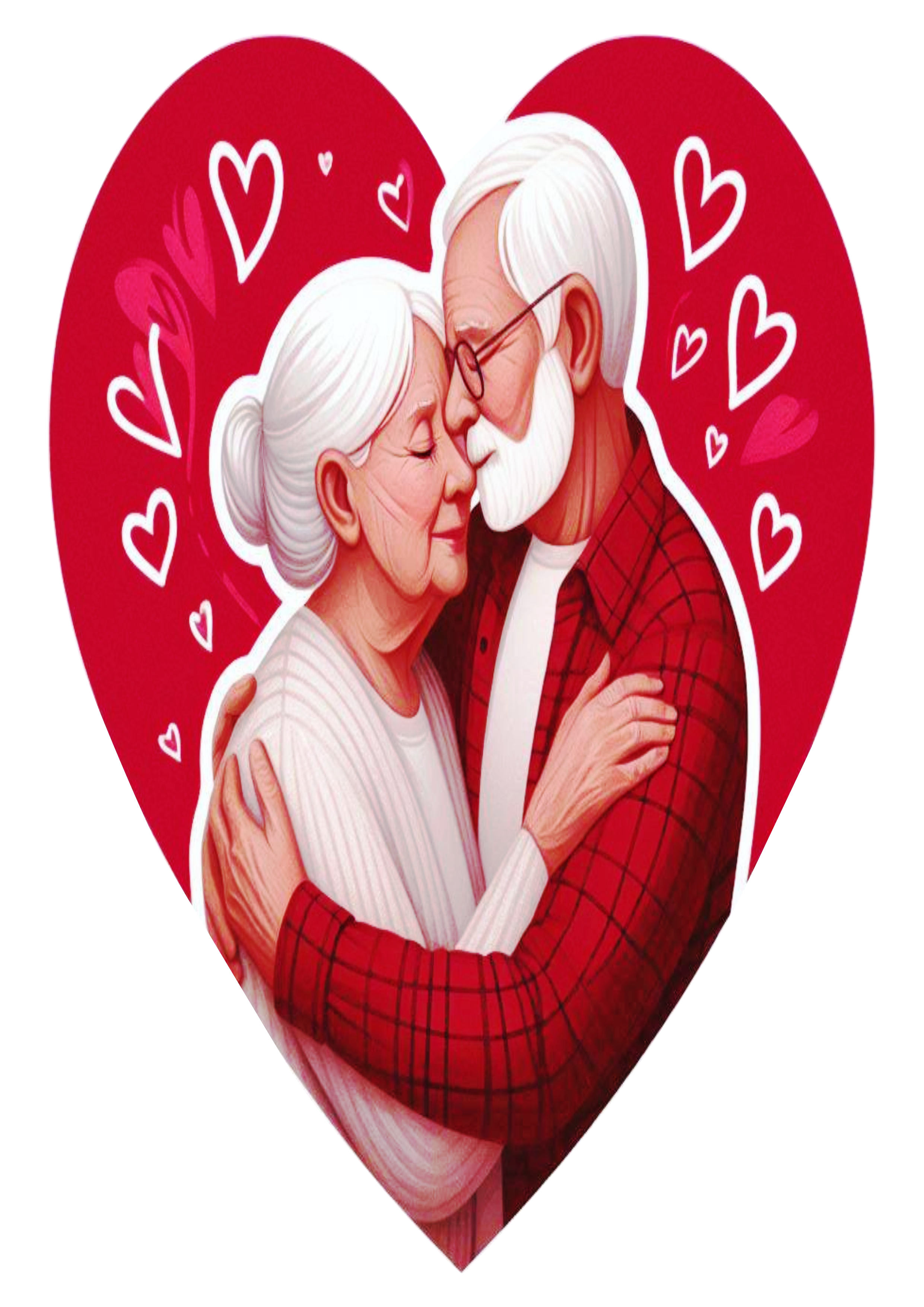 Coração casal apaixonado idosos png