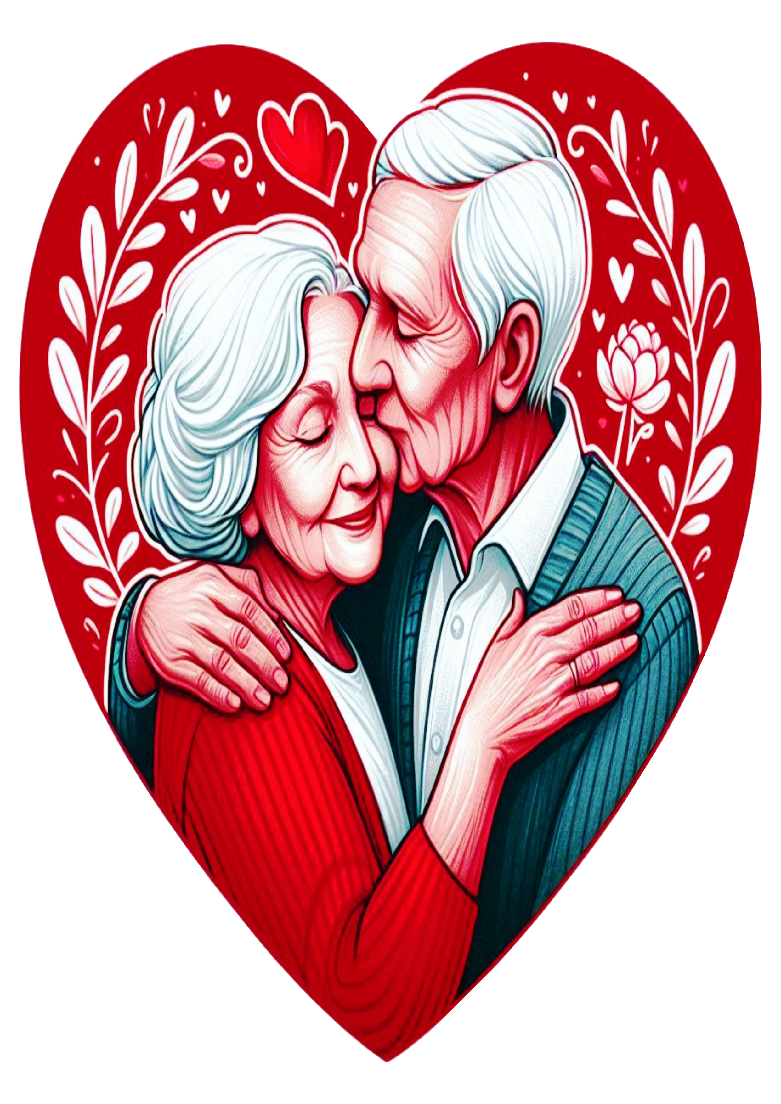 Coração casal apaixonado idosos png eterno namorados
