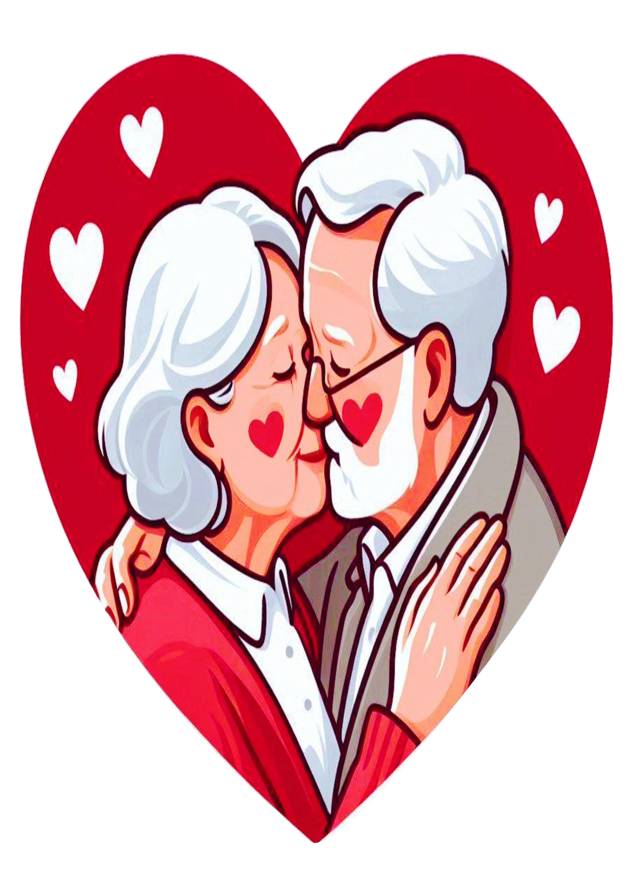 Coração casal apaixonado idosos png eterno namorados beijo romance amor pra vida toda