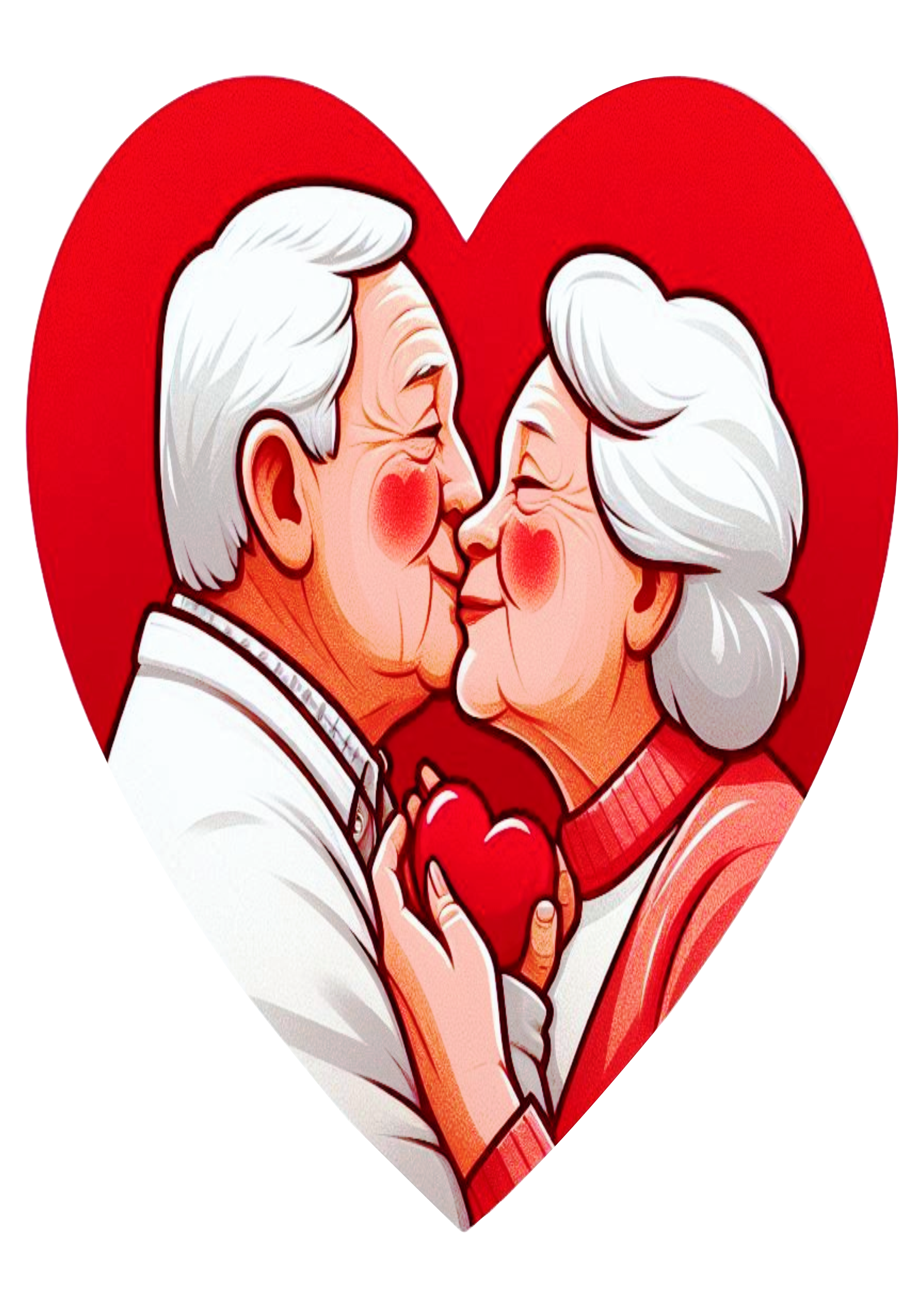 Coração casal apaixonado idosos png eterno namorados beijo romance amor pra vida toda experiência velhinhos designer