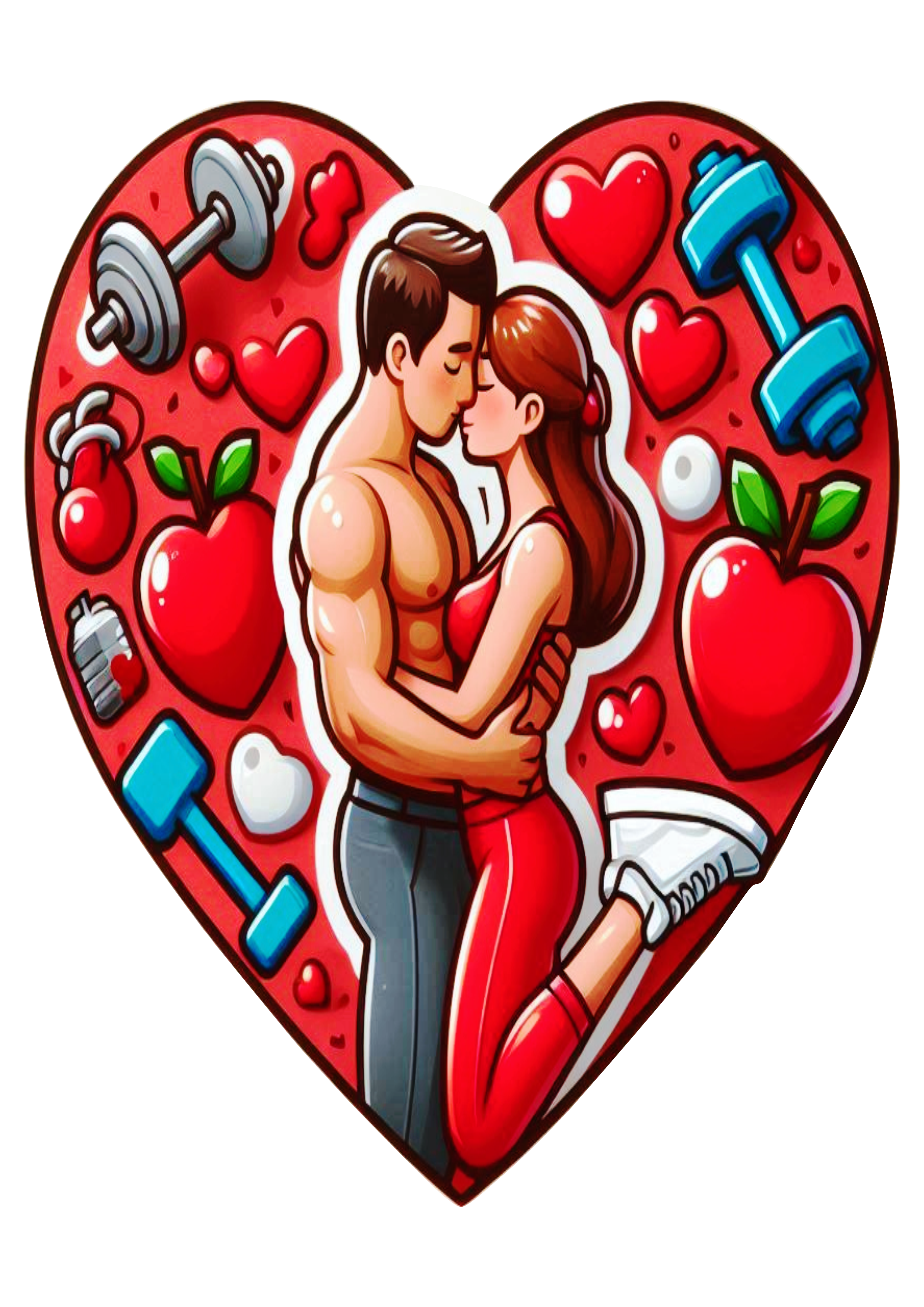 Casal fitness coração desenho simples png dia dos namorados decoração presente maromba