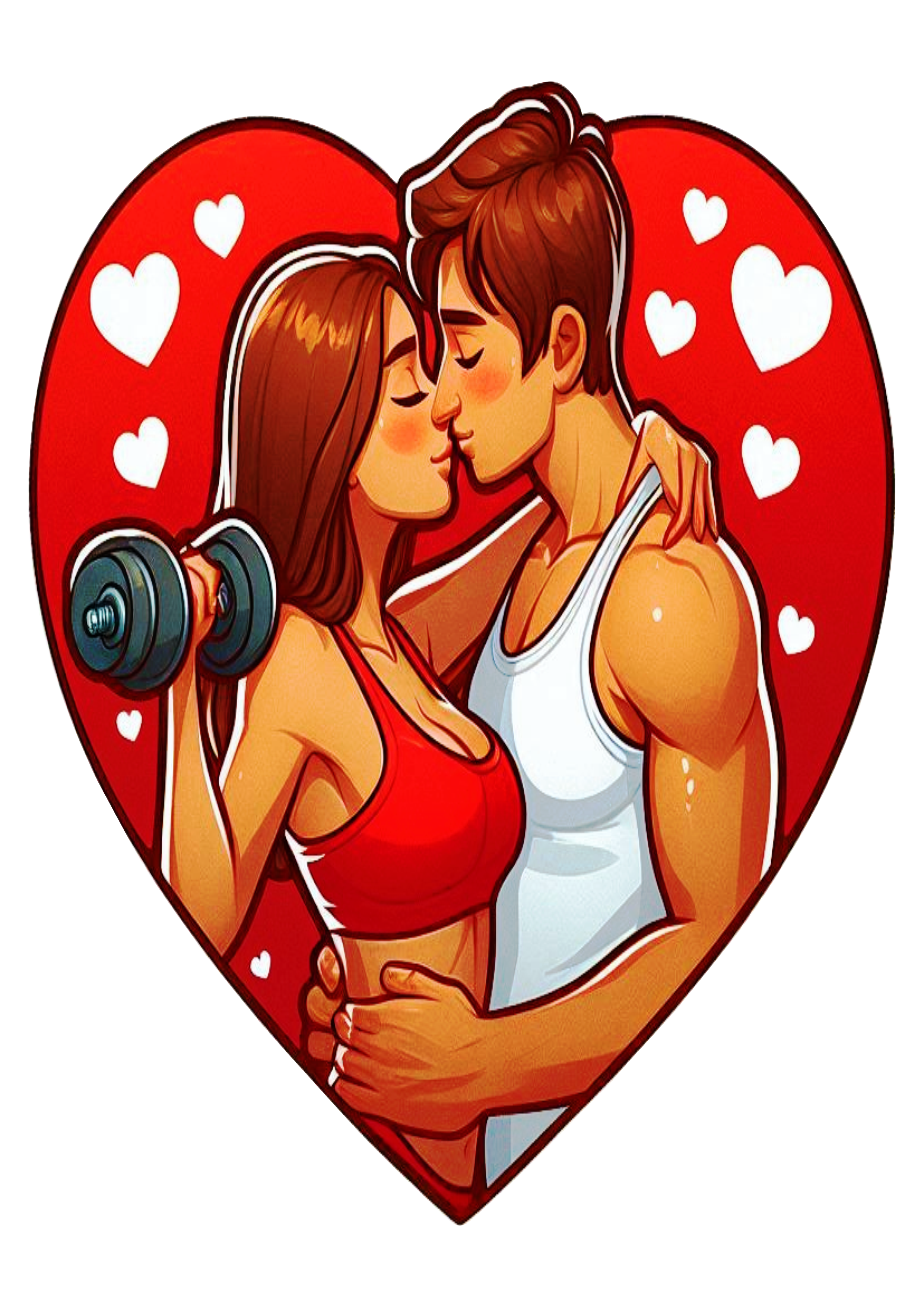Casal fitness coração desenho simples png dia dos namorados decoração presente maromba academia musculação