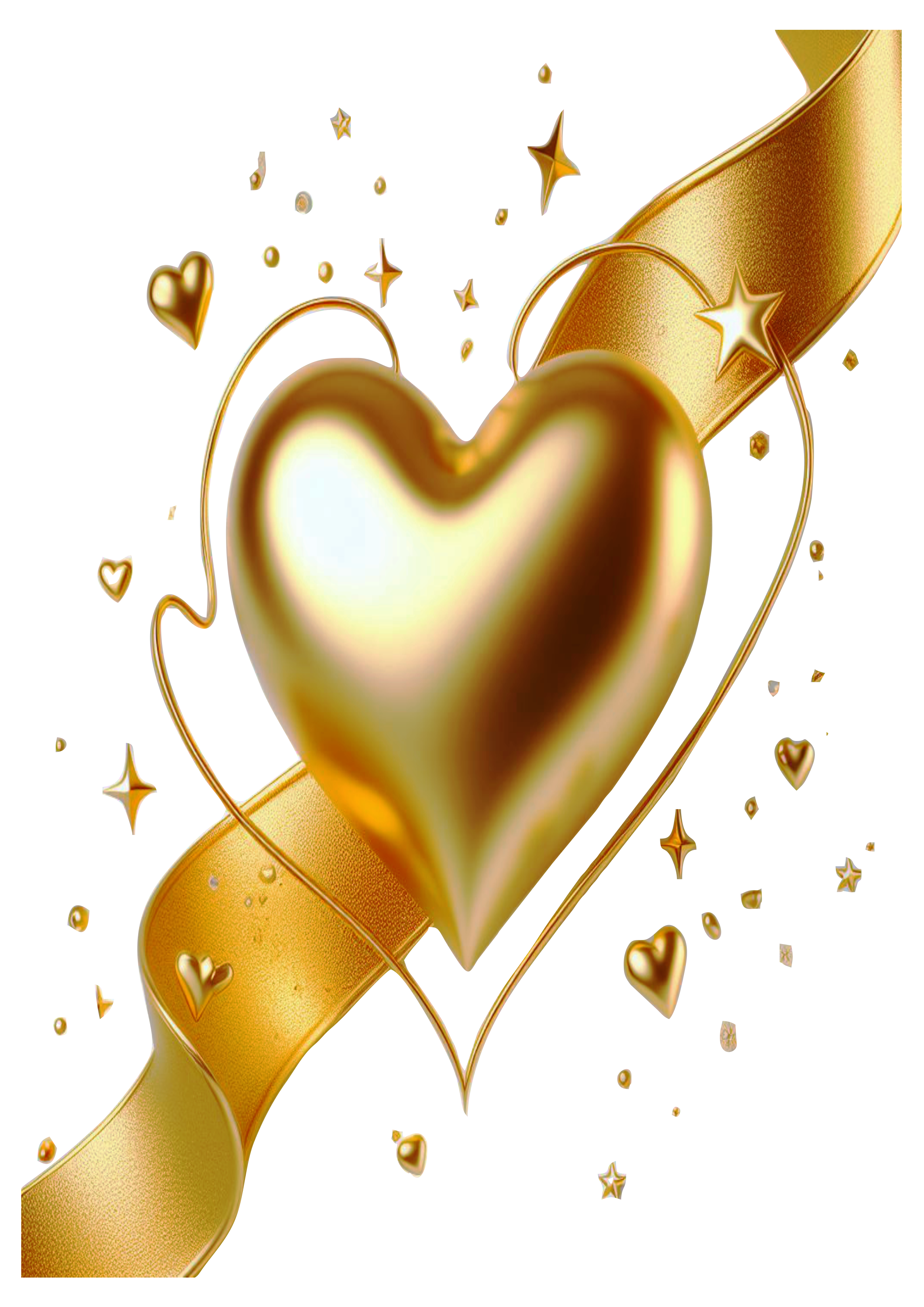 Coração dourado png joia golden heart fundo transparente