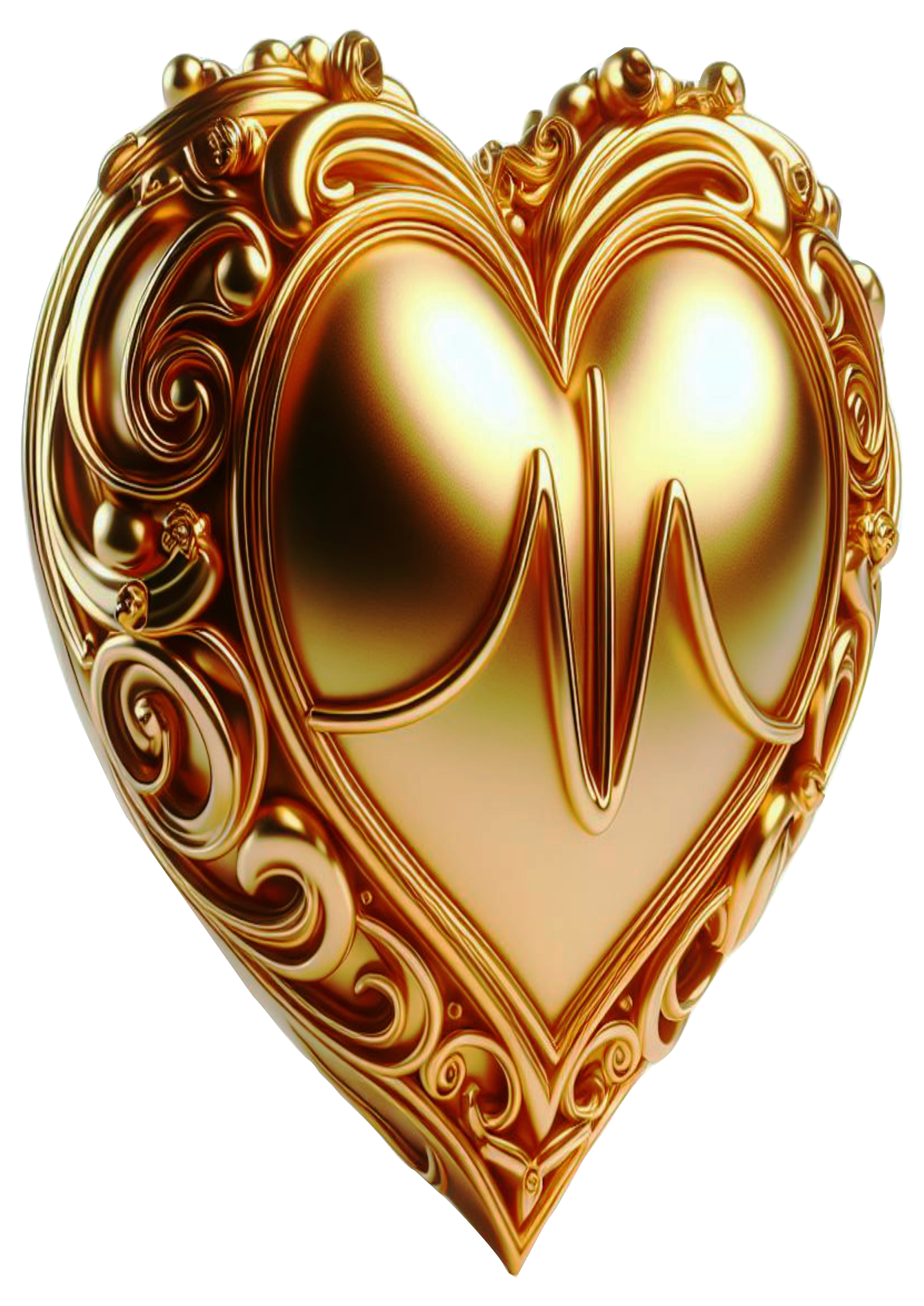 Coração dourado png joia golden heart fundo transparente clipart