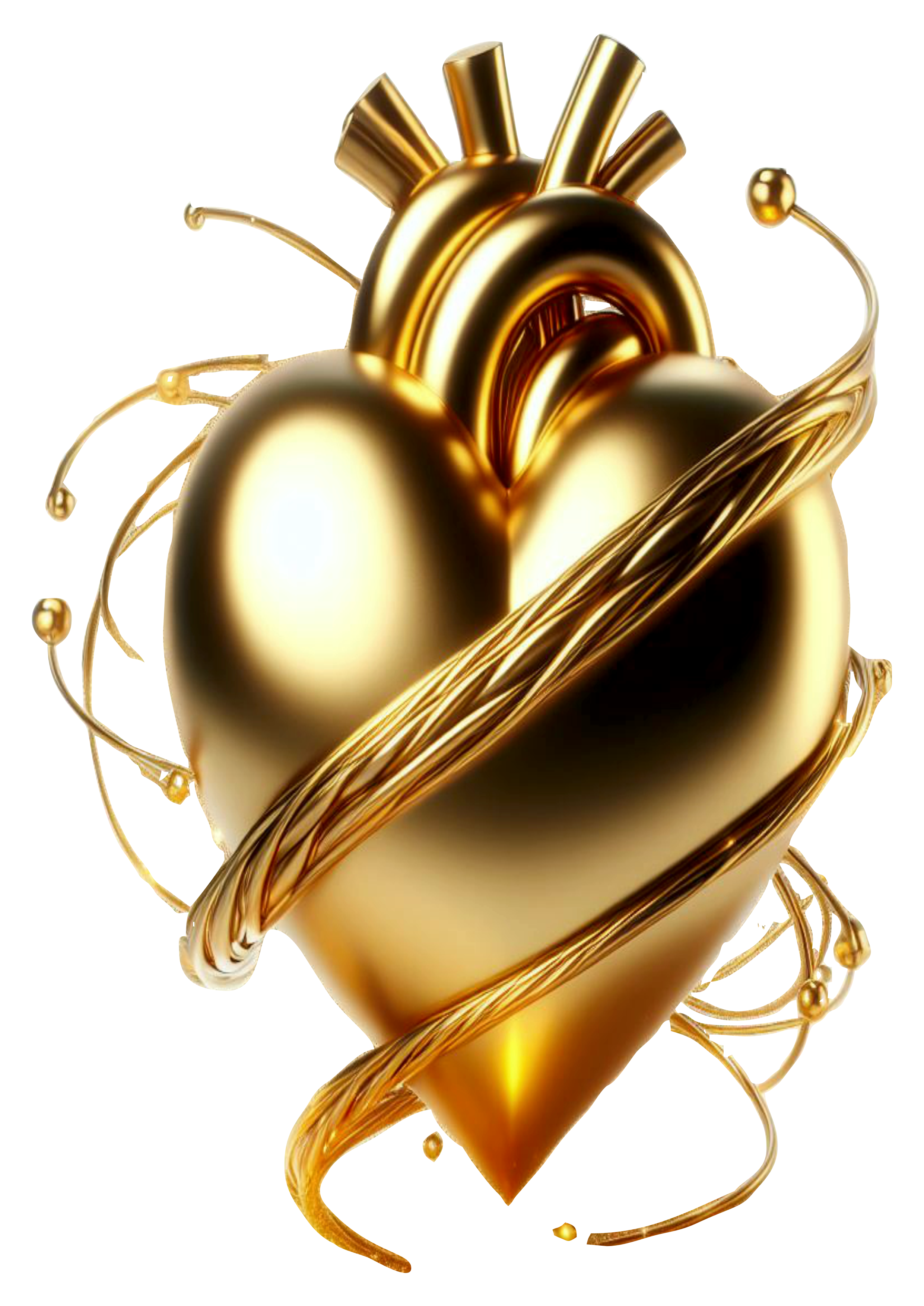 Coração dourado png joia golden heart fundo transparente clipart vetor