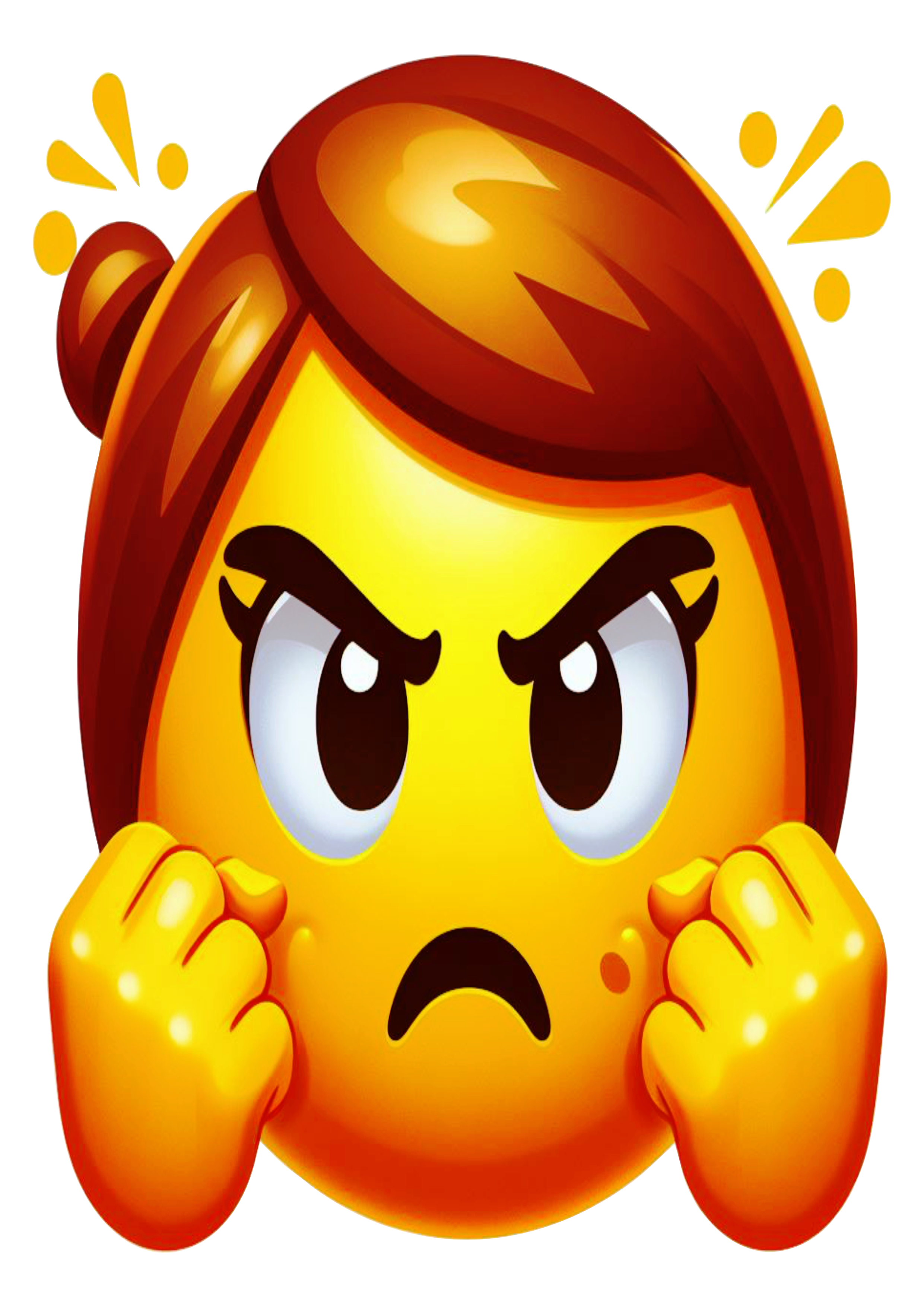 Figurinhas para whatsapp emoji mulher irritada punhos fechados fundo transparente clipart png
