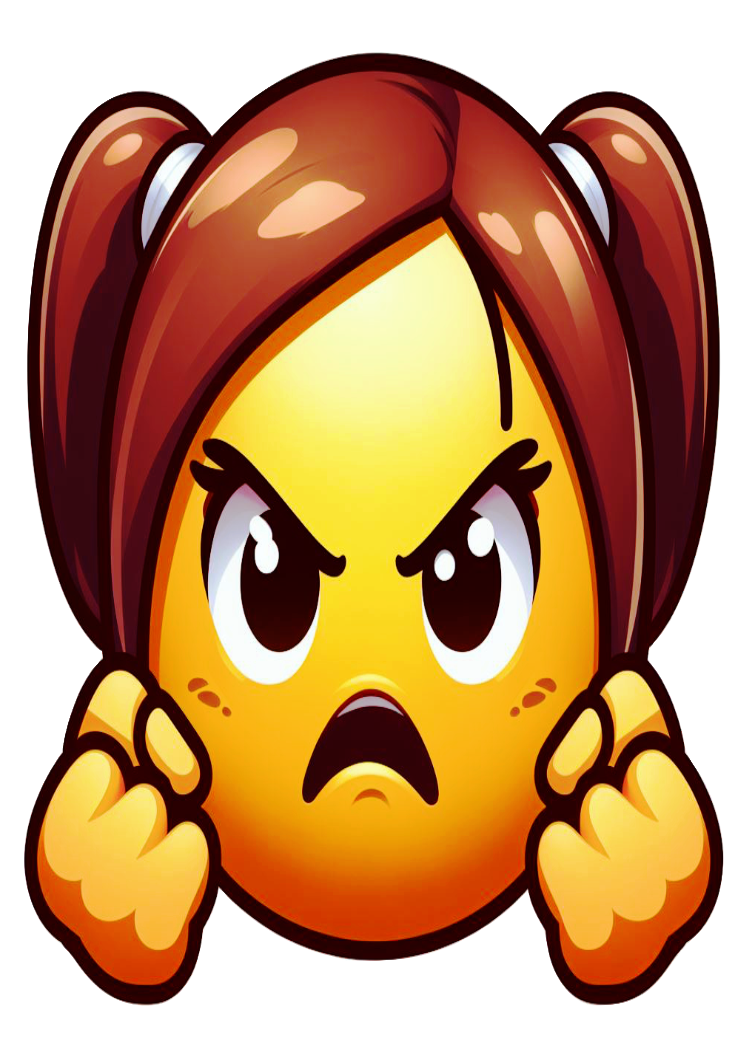 Figurinhas para whatsapp emoji mulher irritada punhos fechados fundo transparente clipart vetor png