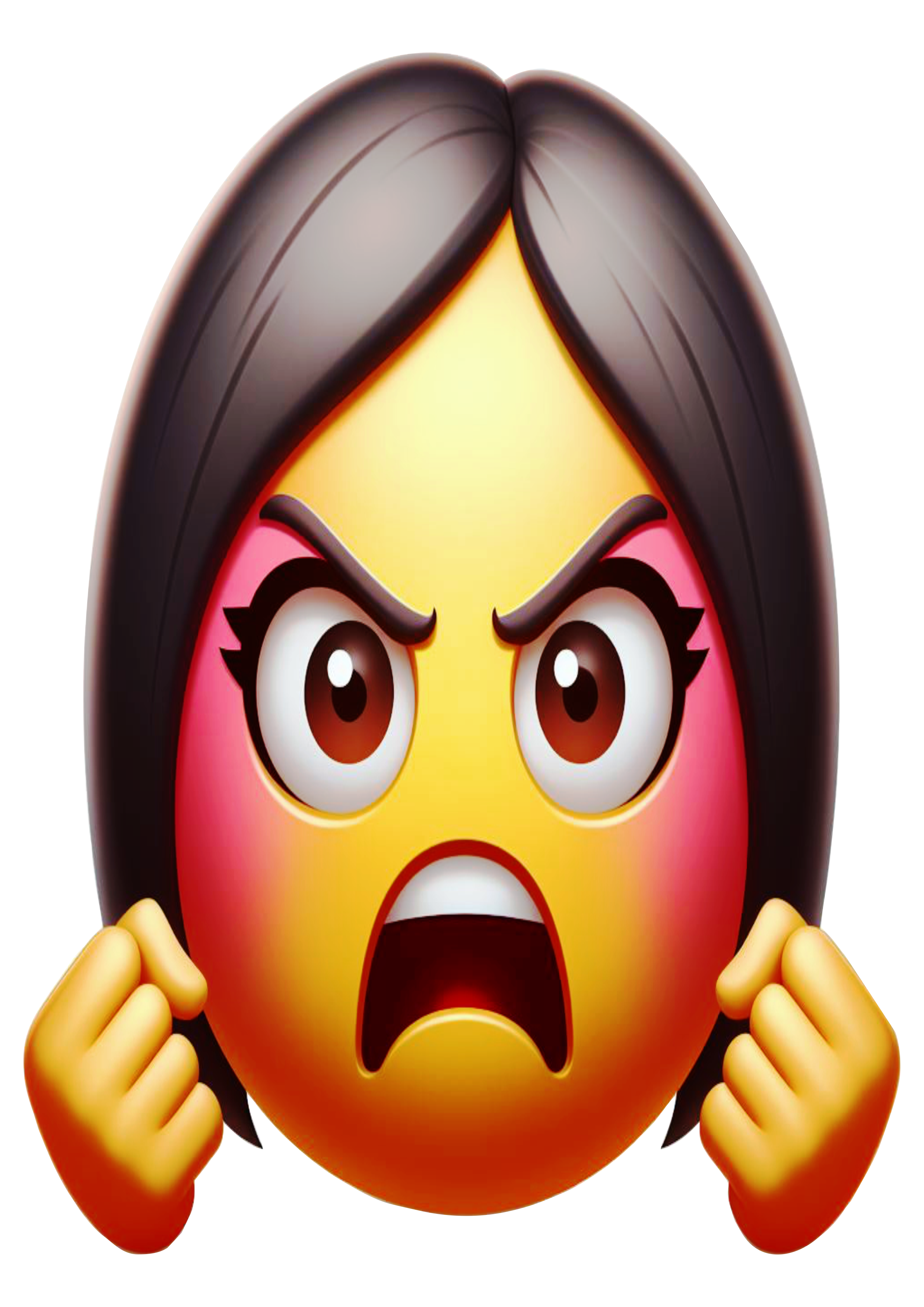 Figurinhas para whatsapp emoji mulher irritada punhos fechados fundo transparente clipart vetor ilustração png