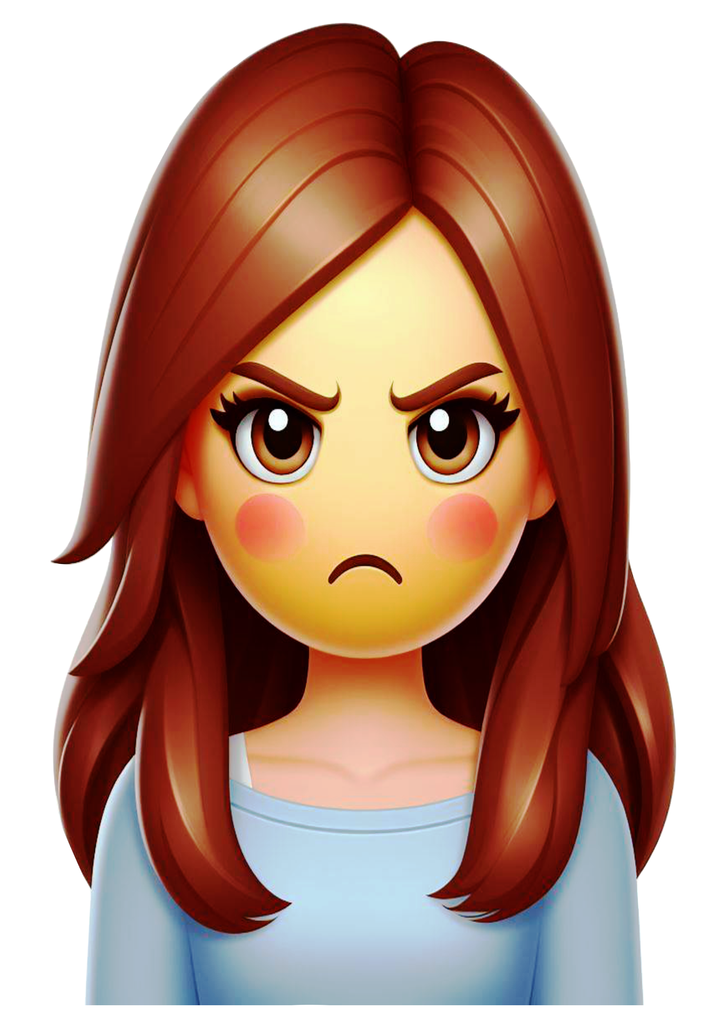 Mulher brava emoji figurinha emoticon para whatsapp facebook instagram png fundo transparente ilustração vetor clipart