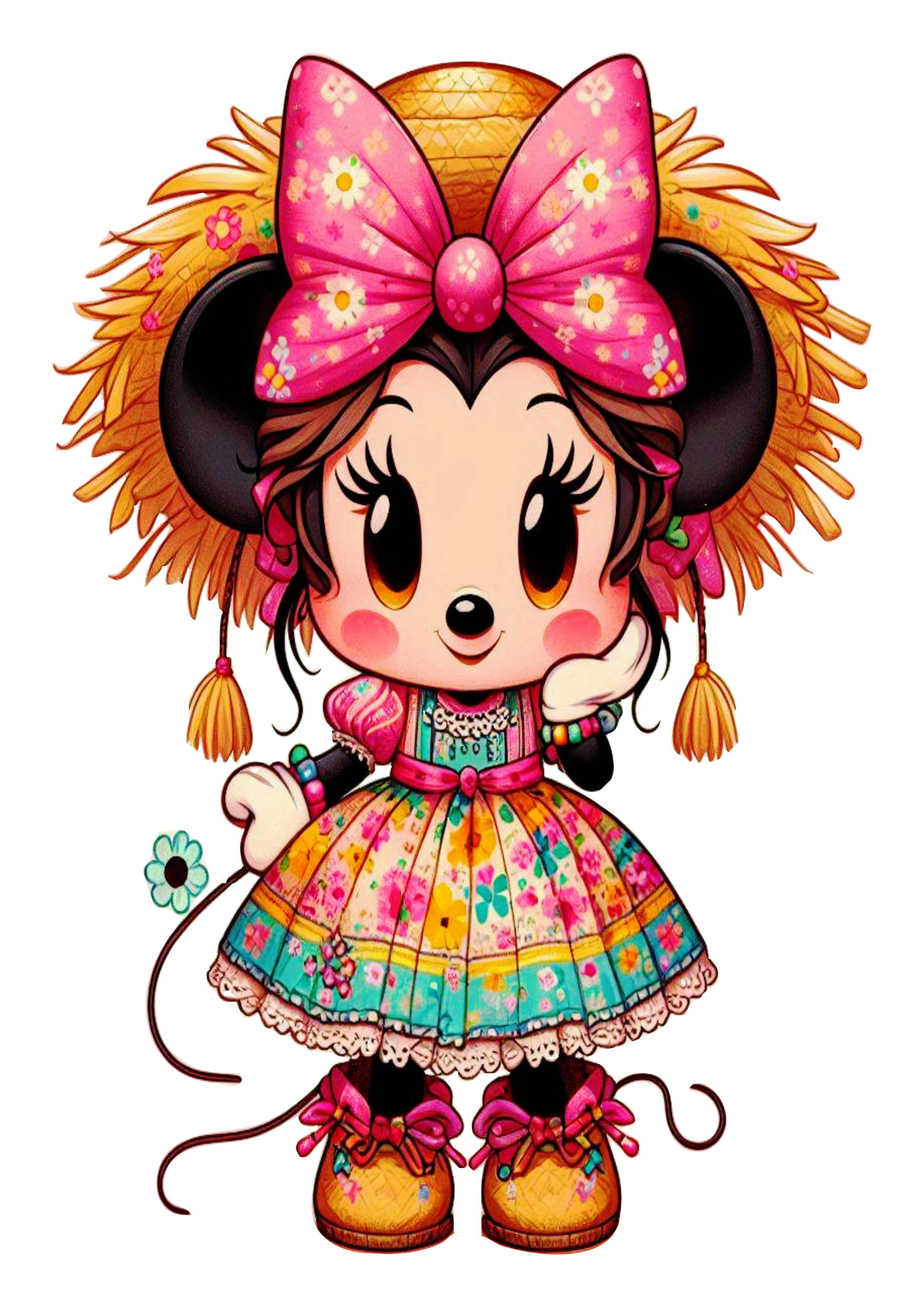 Minnie mouse fantasia de festa junina São João png personagens Disney desenho infantil