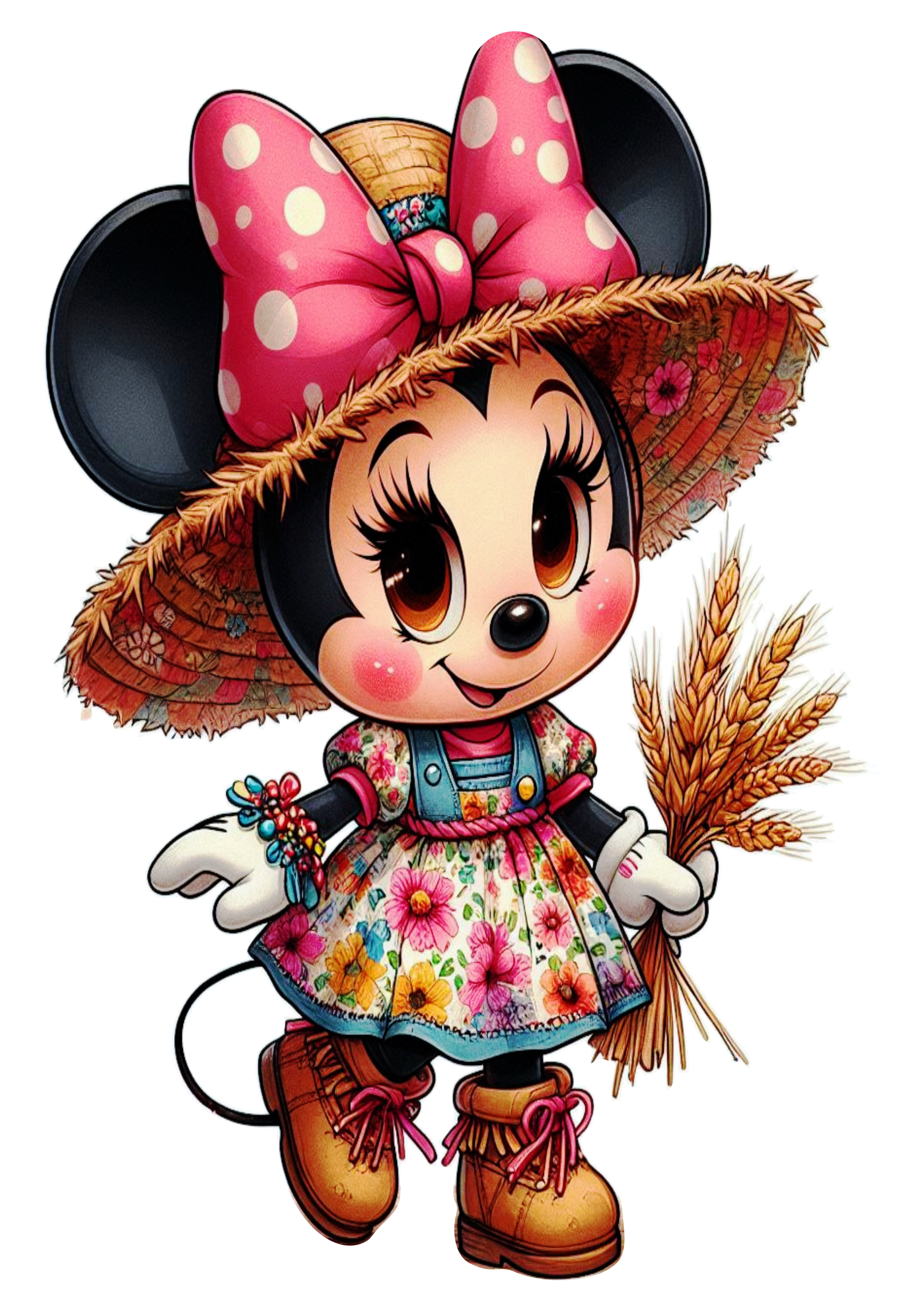 Minnie mouse fantasia de festa junina São João png personagens Disney desenho infantil artes gráficas papelaria