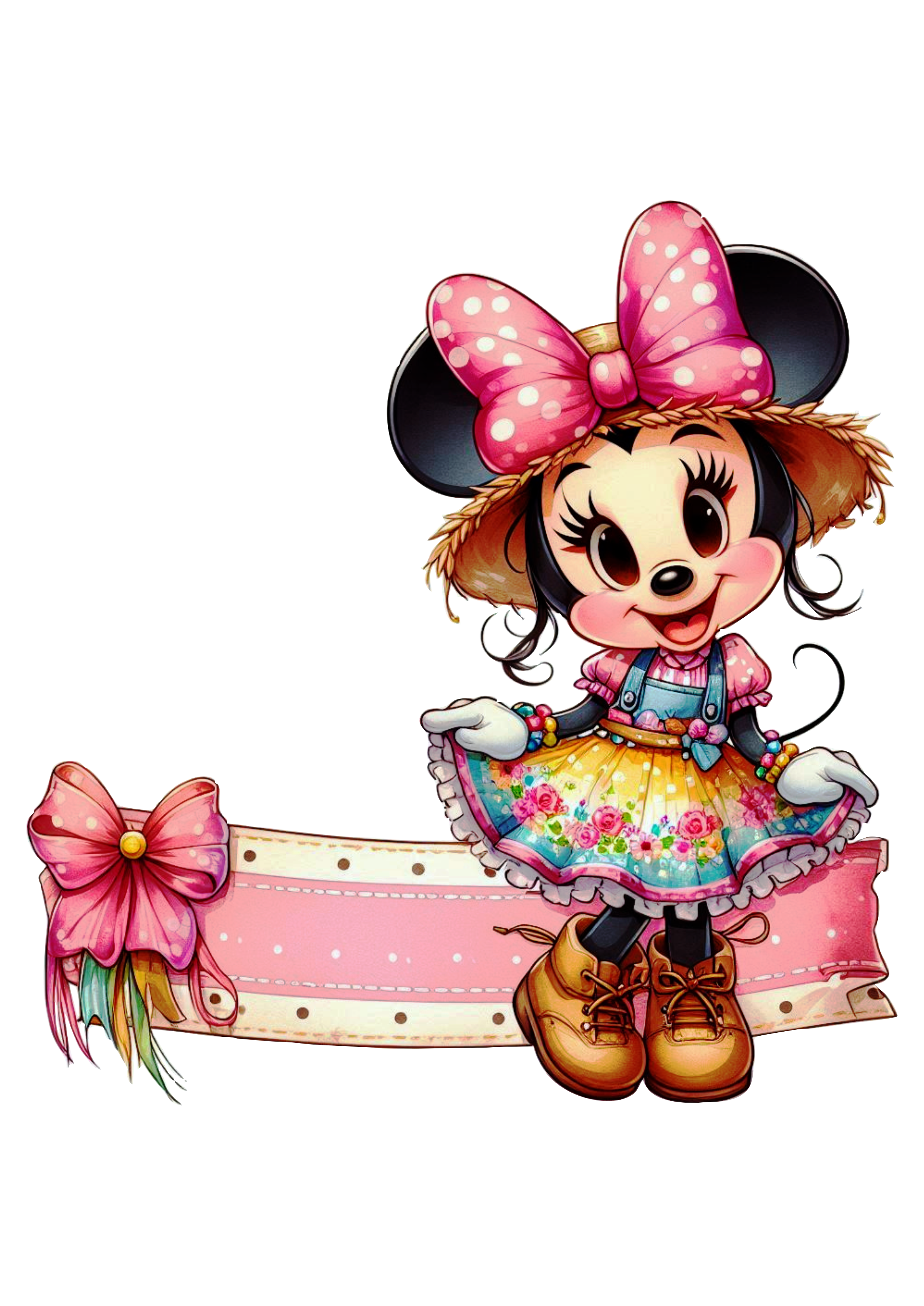 Minnie mouse desenho fofinho faixa letreiro png