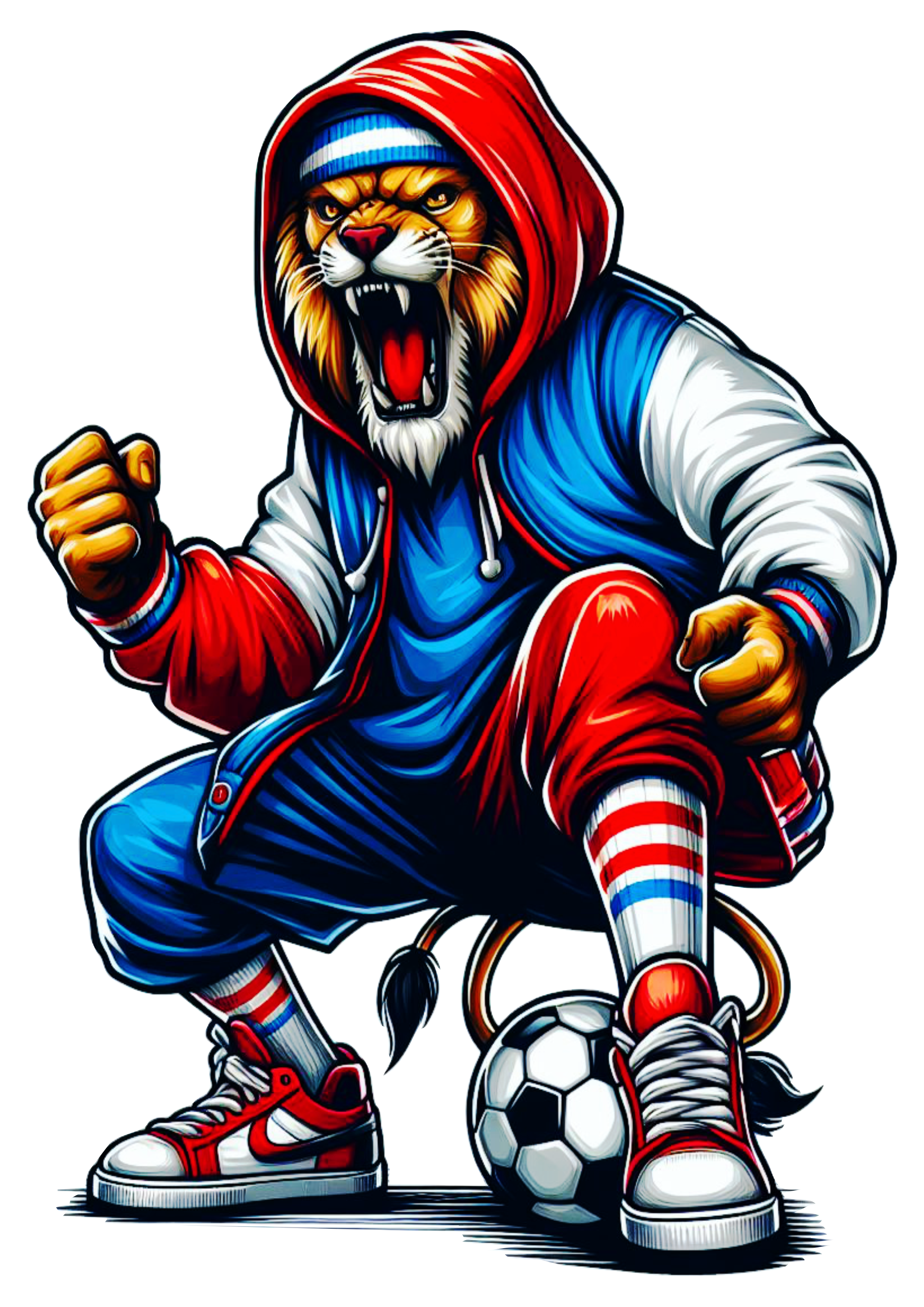 Fortaleza campeão leão mascote ilustração grátis para designer estampa de camiseta png