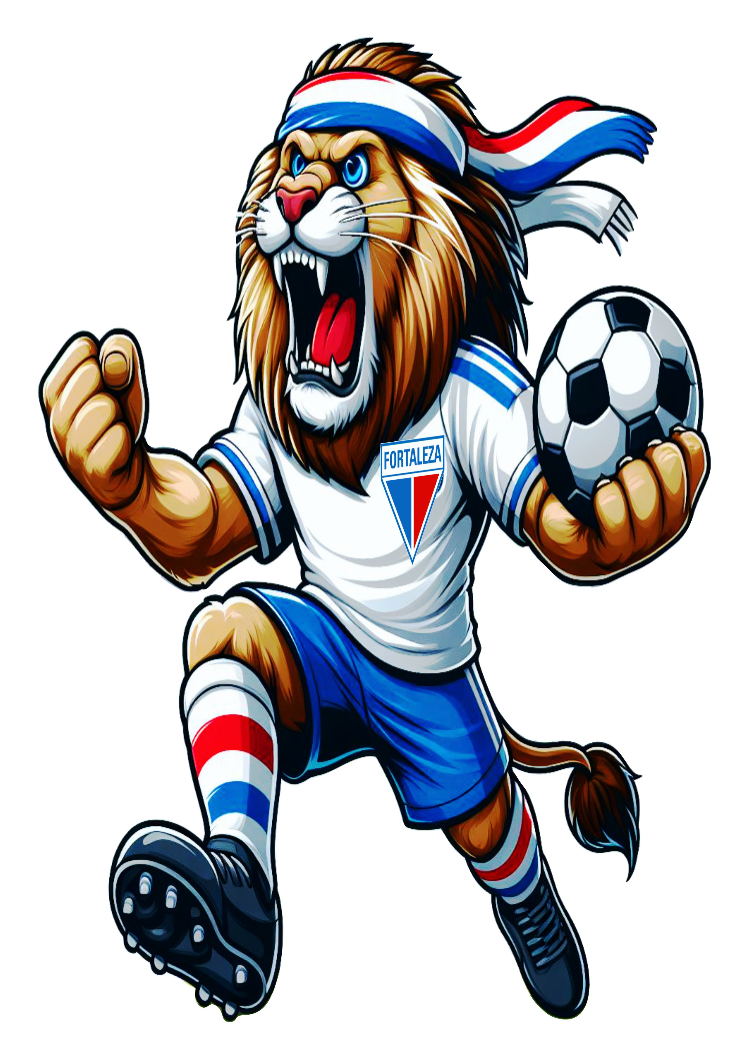 Fortaleza campeão leão mascote ilustração grátis para designer estampa de camiseta free download png desenho colorido