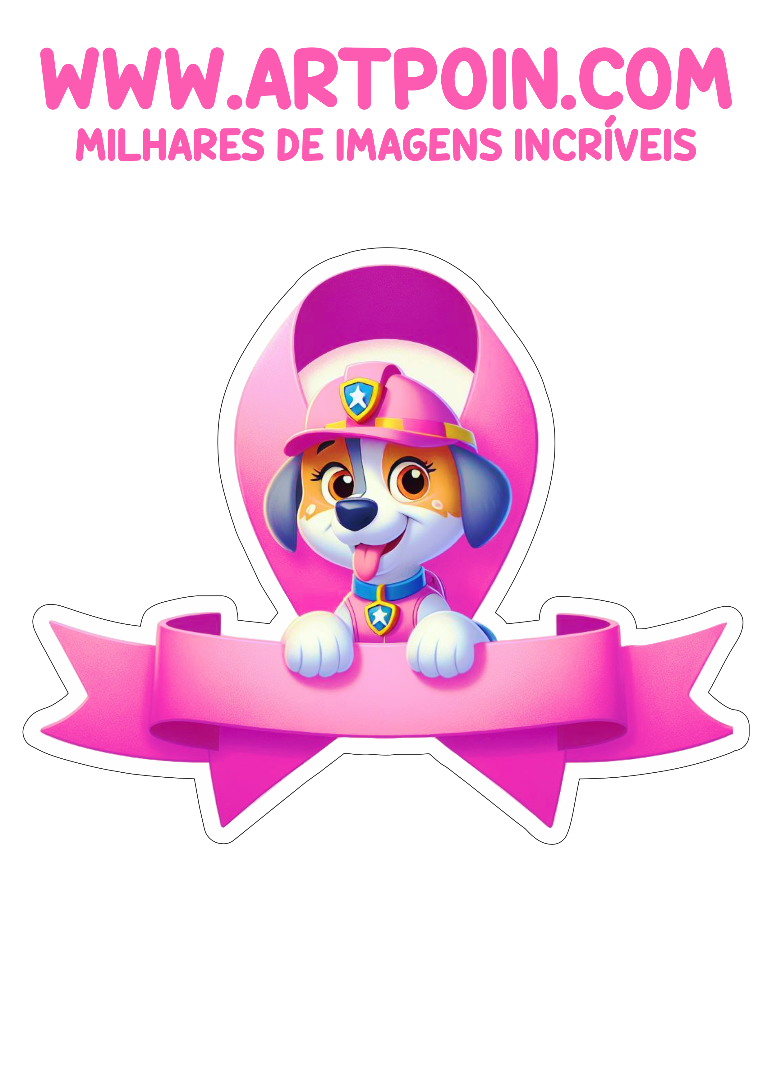 Topo de bolo para imprimir Patrulha canina minha festa personalizada tema rosa aniversário infantil papelaria criativa png
