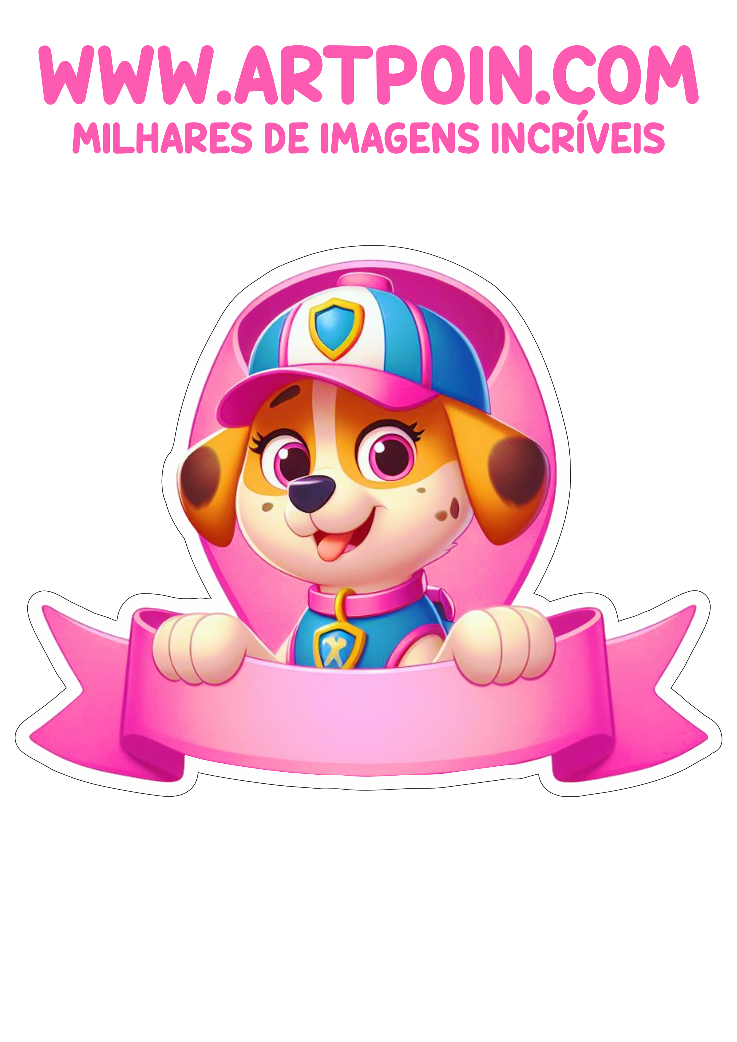 Topo de bolo para imprimir Patrulha canina minha festa personalizada tema rosa png