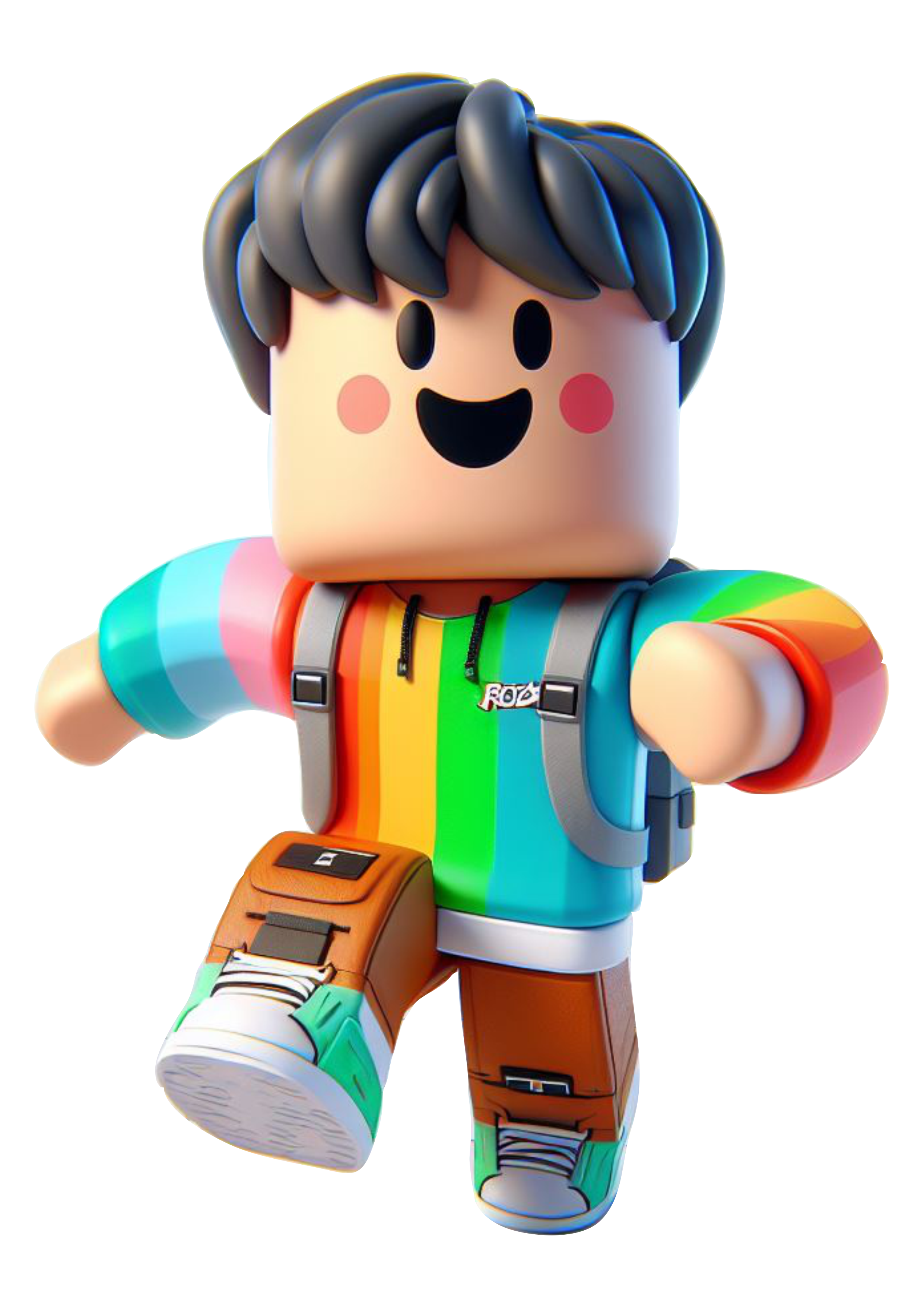 Roblox personagem de games infantil camiseta colorida arco-íris png
