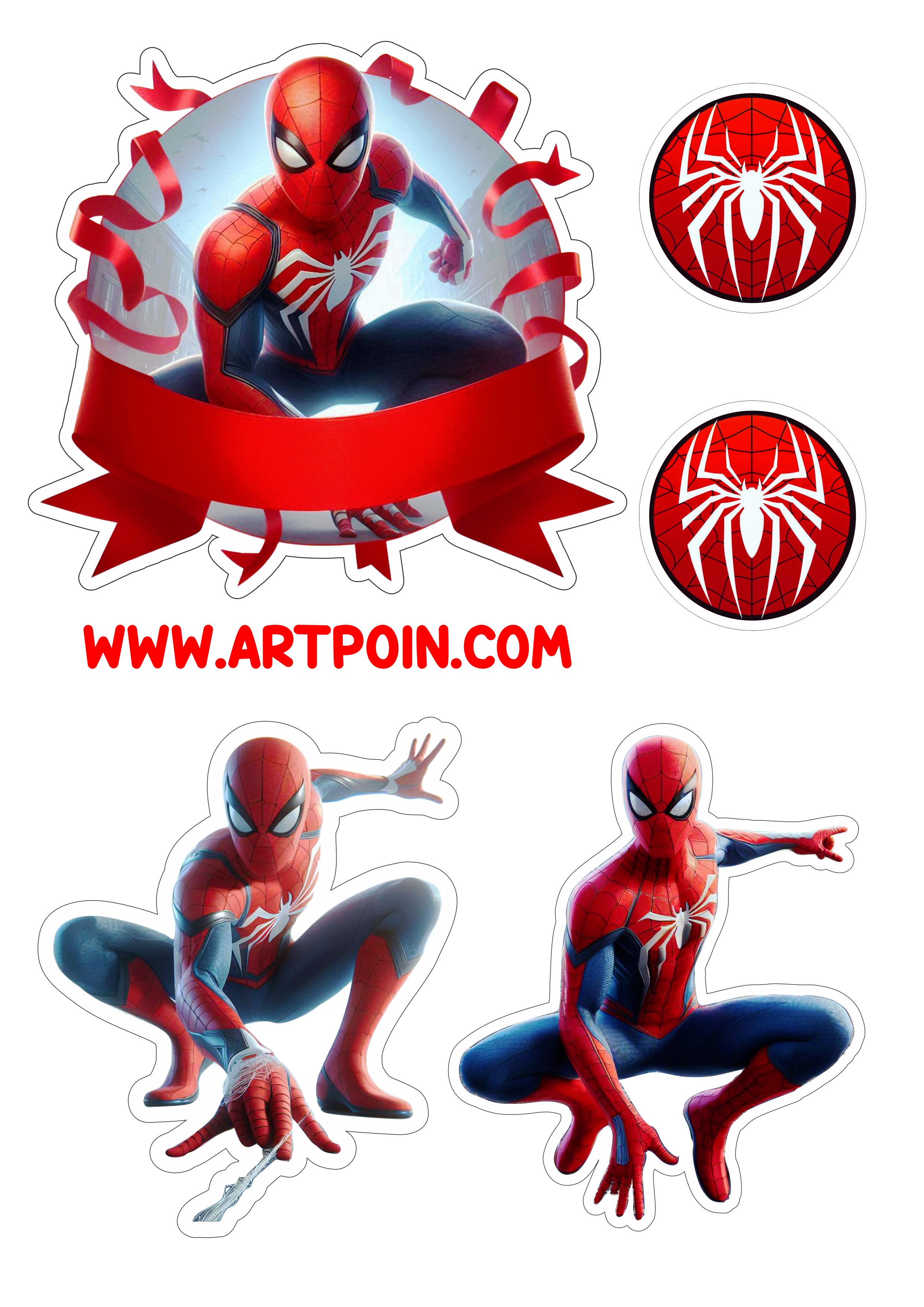 Topo de bolo para imprimir Homem-Aranha Super herói png