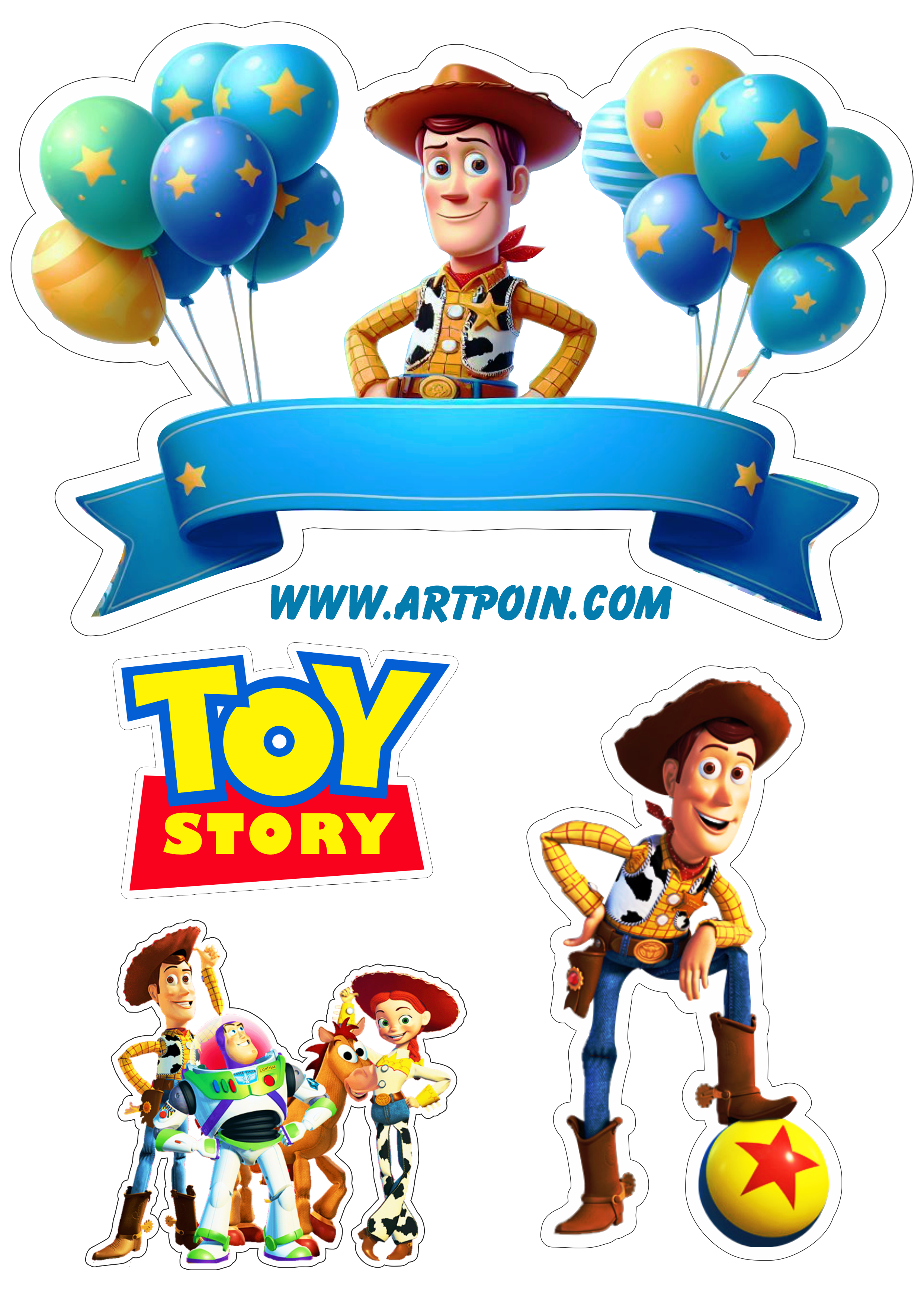 Aniversário infantil topo de bolo Toy Story png renda extra com personalizados