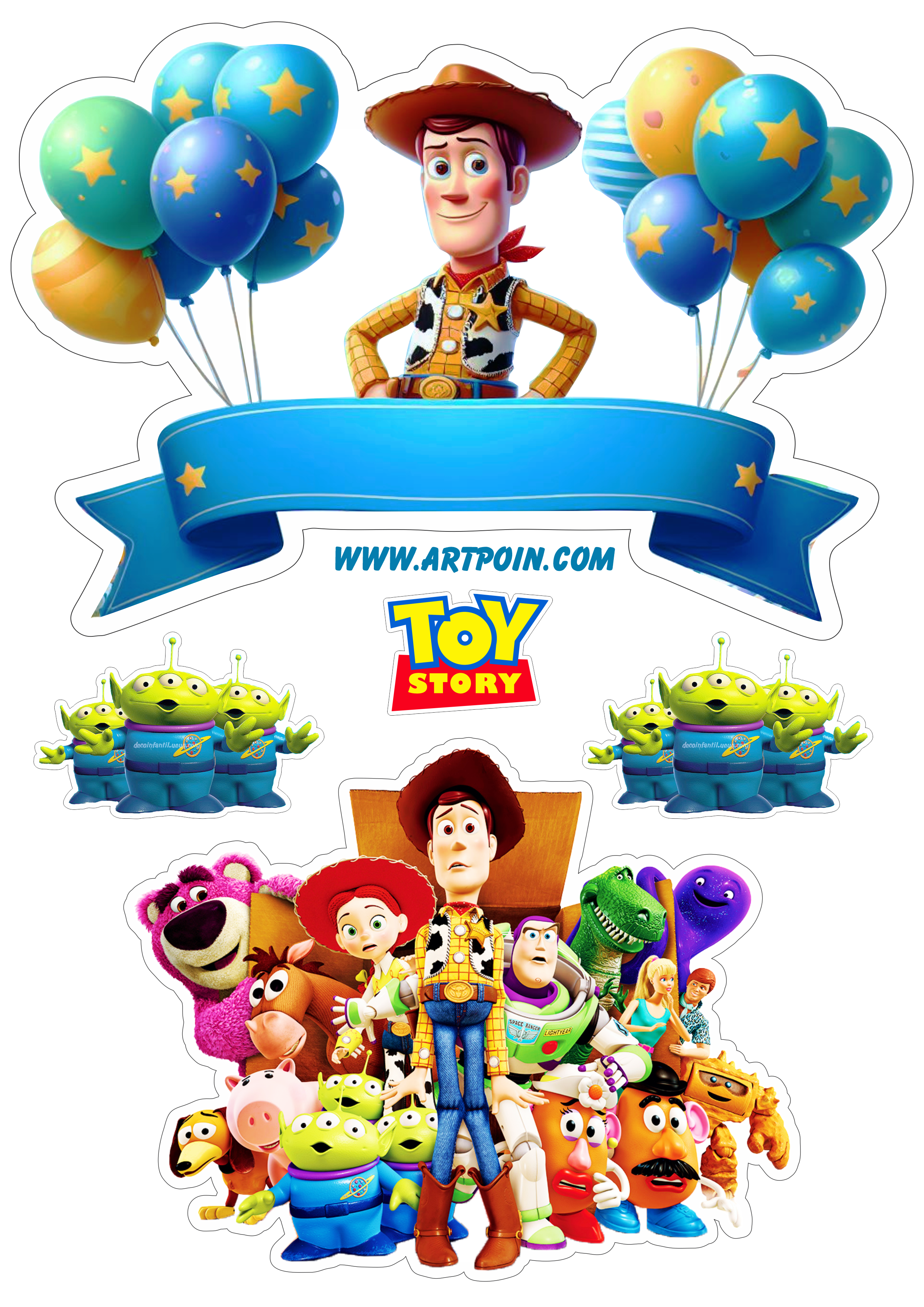 Aniversário infantil topo de bolo Toy Story png renda extra com personalizados animação Disney