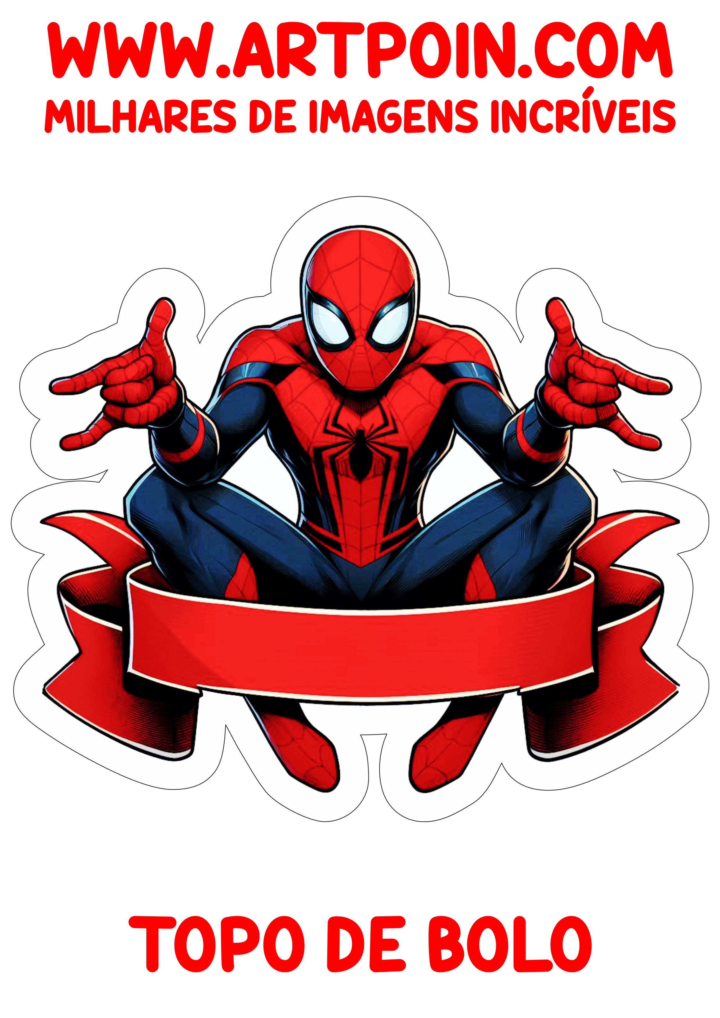 Topo de bolo Homem-Aranha aniversário infantil com tema Spider-Man png