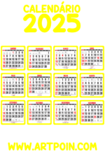 calendário 2025 amarelo