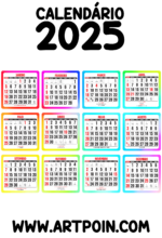 calendário 2025 colorido
