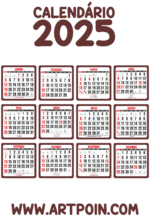 calendário 2025 marrom