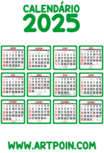 calendário 2025 verde