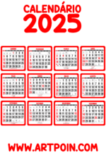 calendário 2025 vermelho