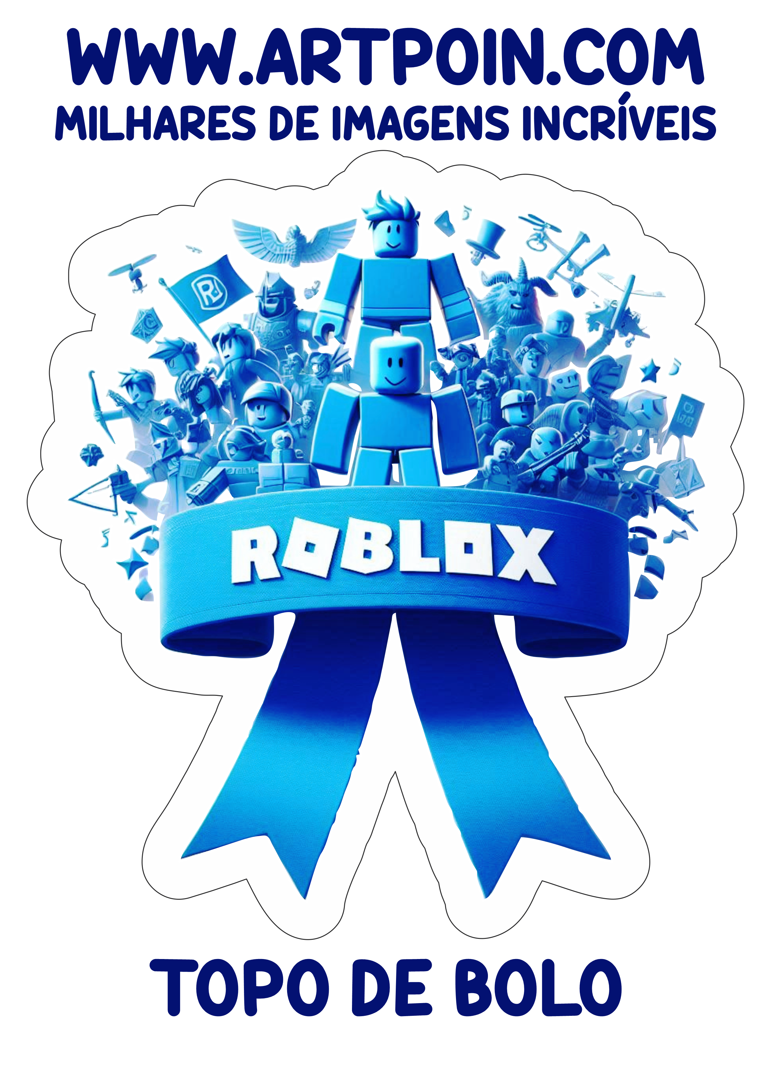 Topo de bolo para imprimir Roblox aniversário festa infantil png