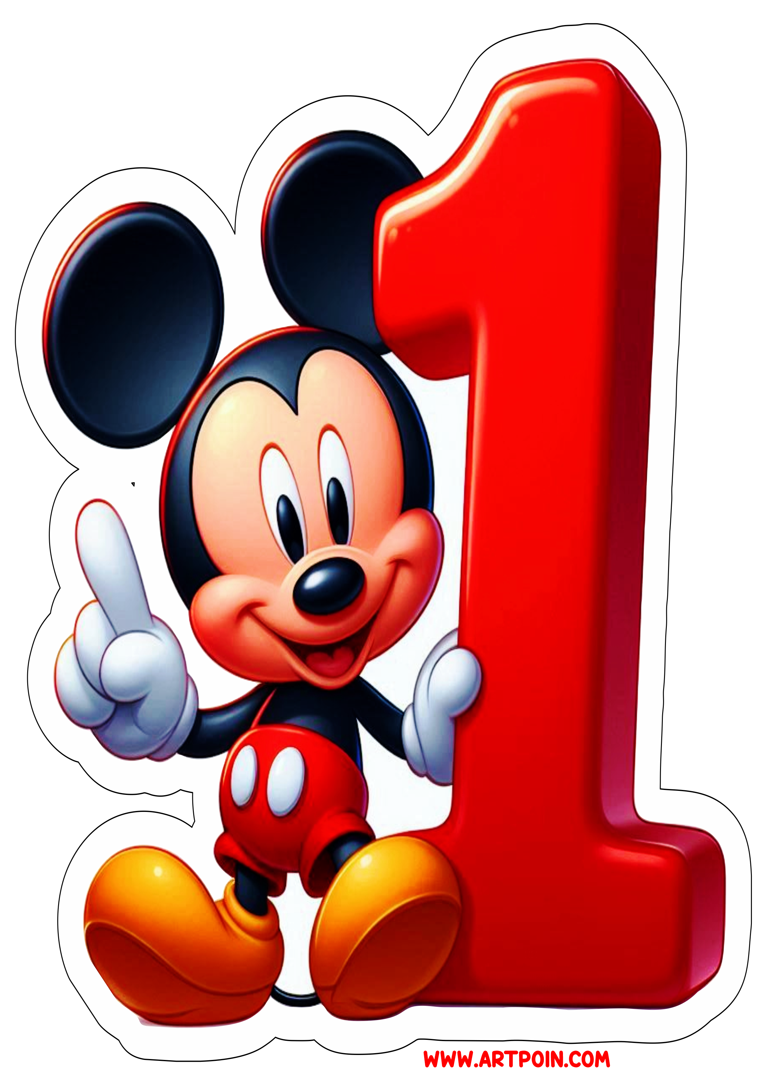 Mickey Mouse número 1 decoração de aniversário hora da festa infantil artigos de papelaria ilustração disney free png