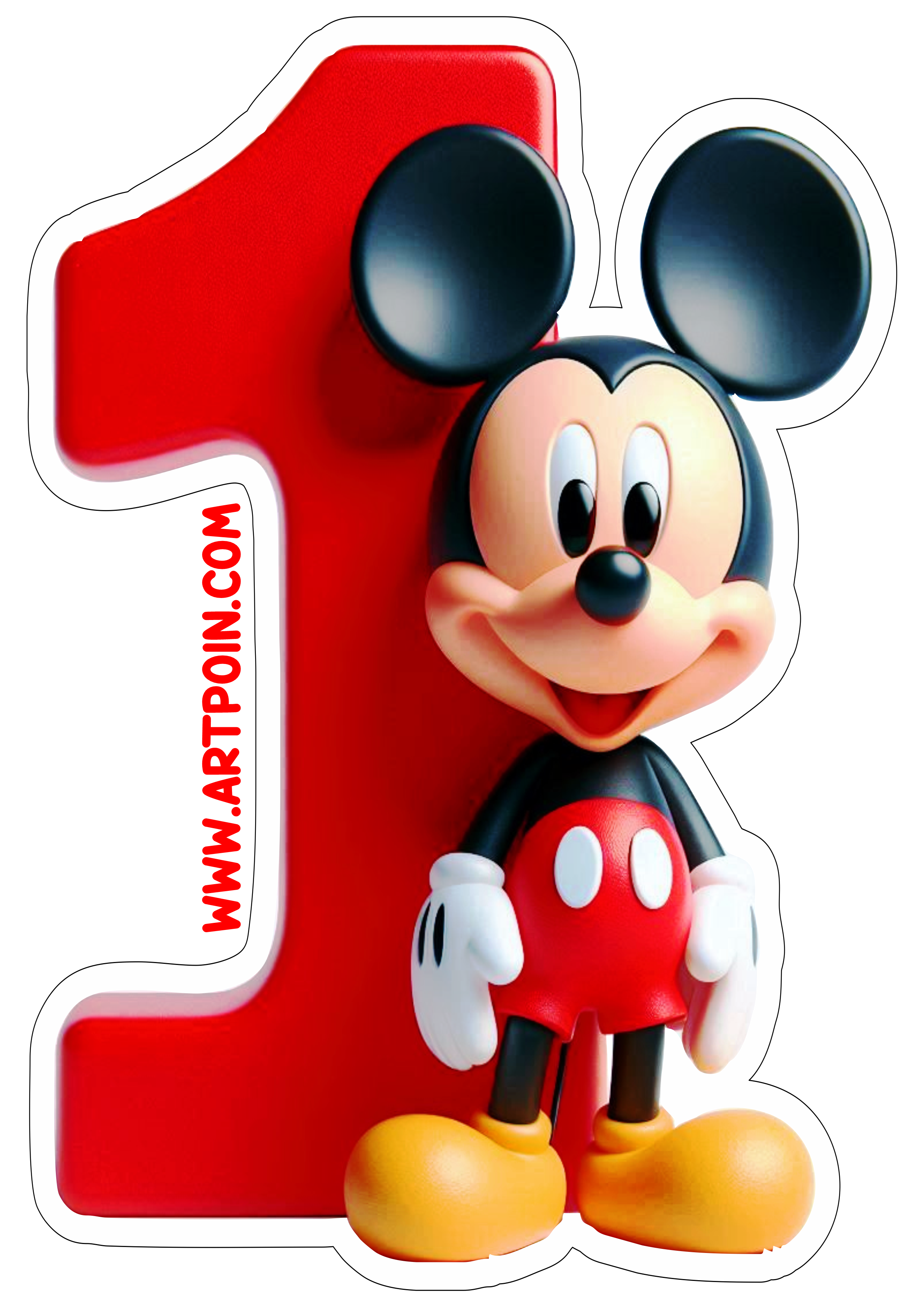 Mickey Mouse número 1 decoração de aniversário hora da festa infantil artigos de papelaria ilustração disney png