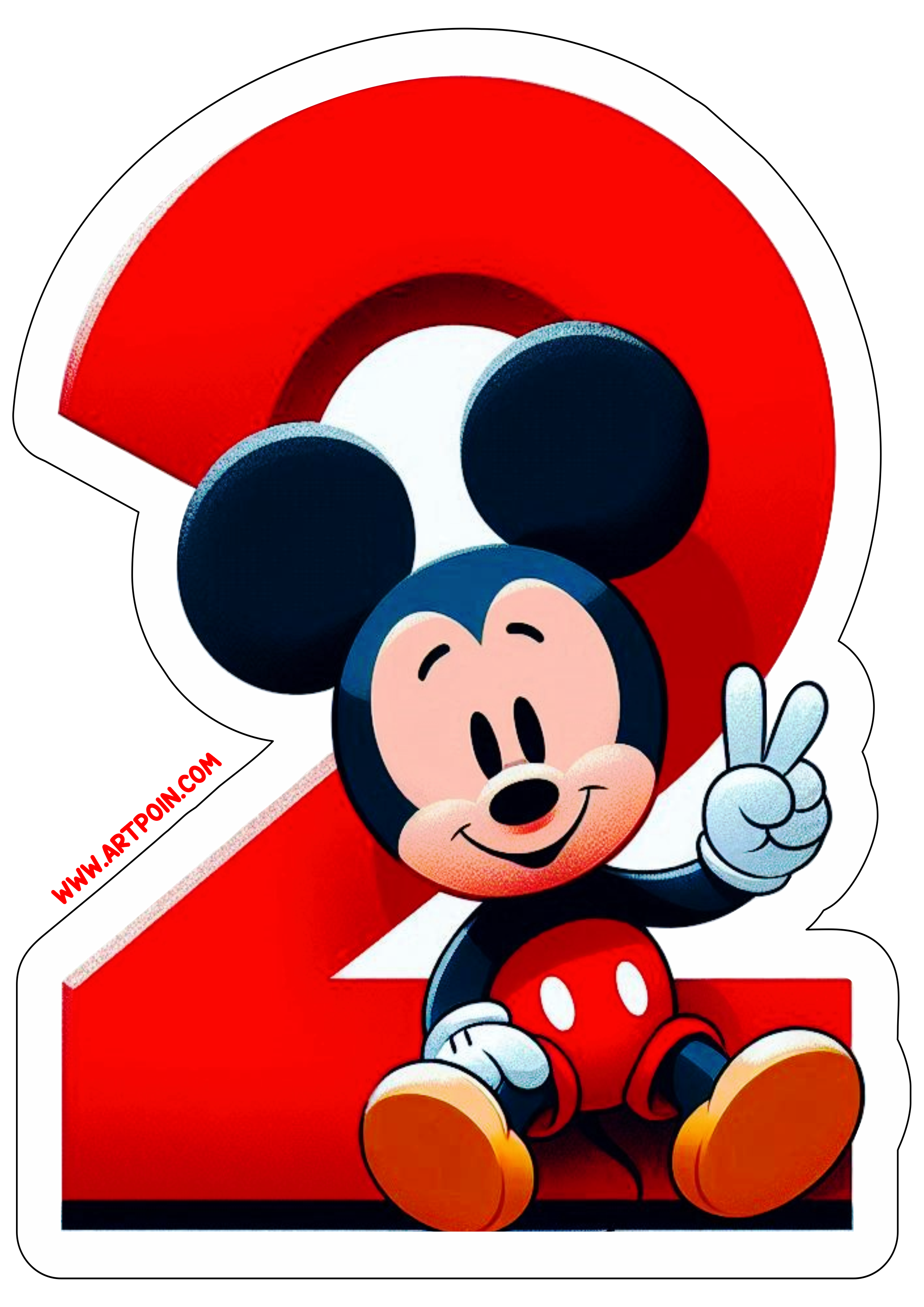 Mickey Mouse número 2 decoração de aniversário hora da festa infantil artigos de papelaria clipart disney png