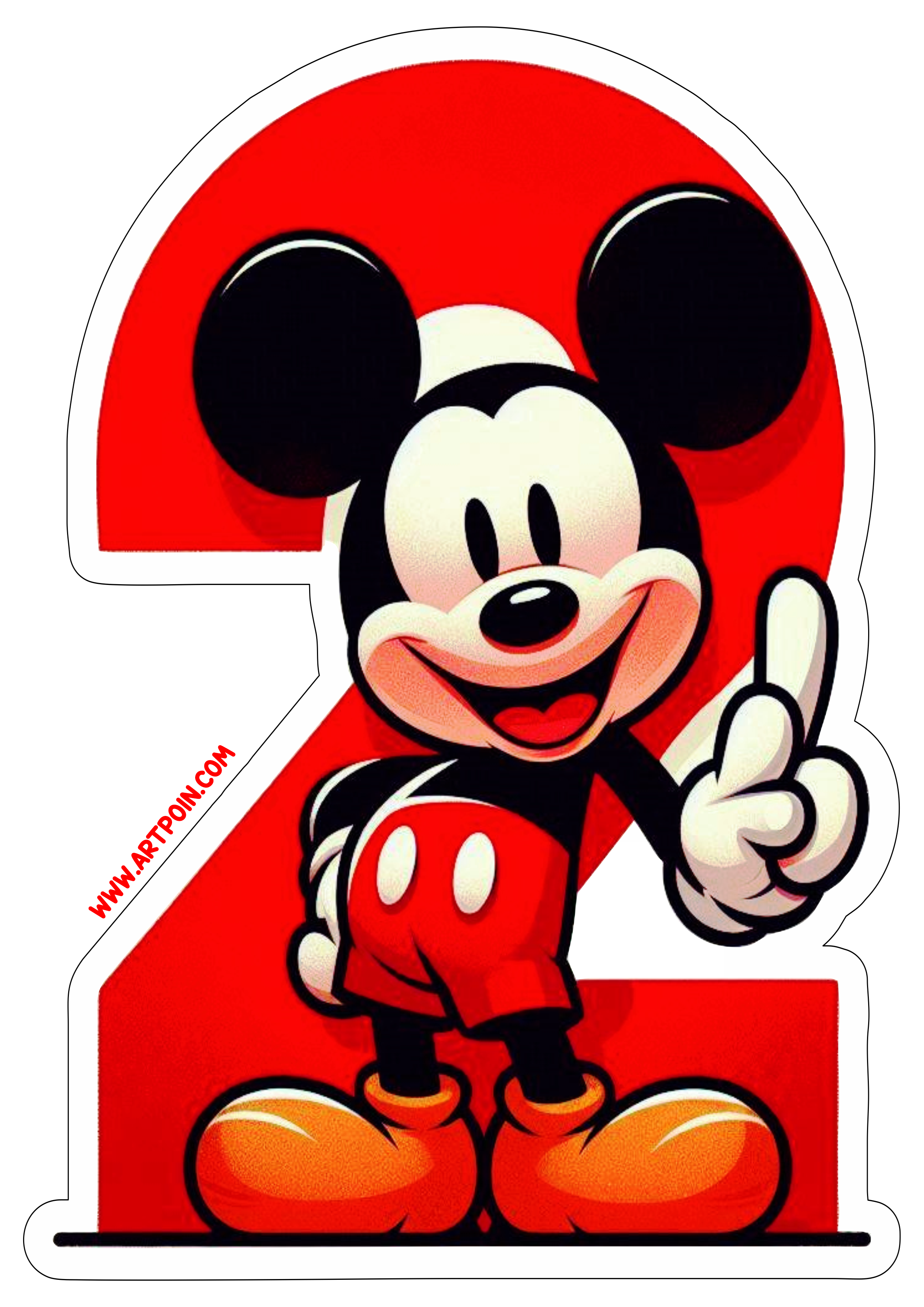 Mickey Mouse número 2 decoração de aniversário hora da festa infantil artigos de papelaria ilustração disney png