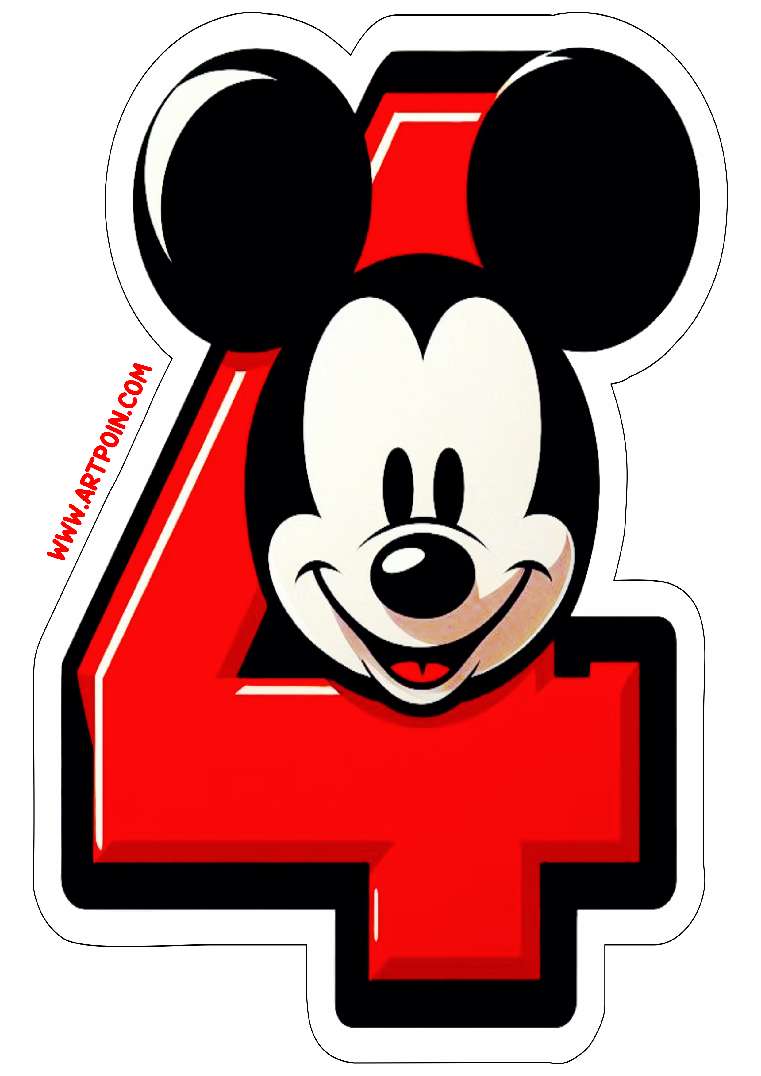 Mickey Mouse número 4 decoração de aniversário hora da festa infantil artigos de papelaria clipart disney png