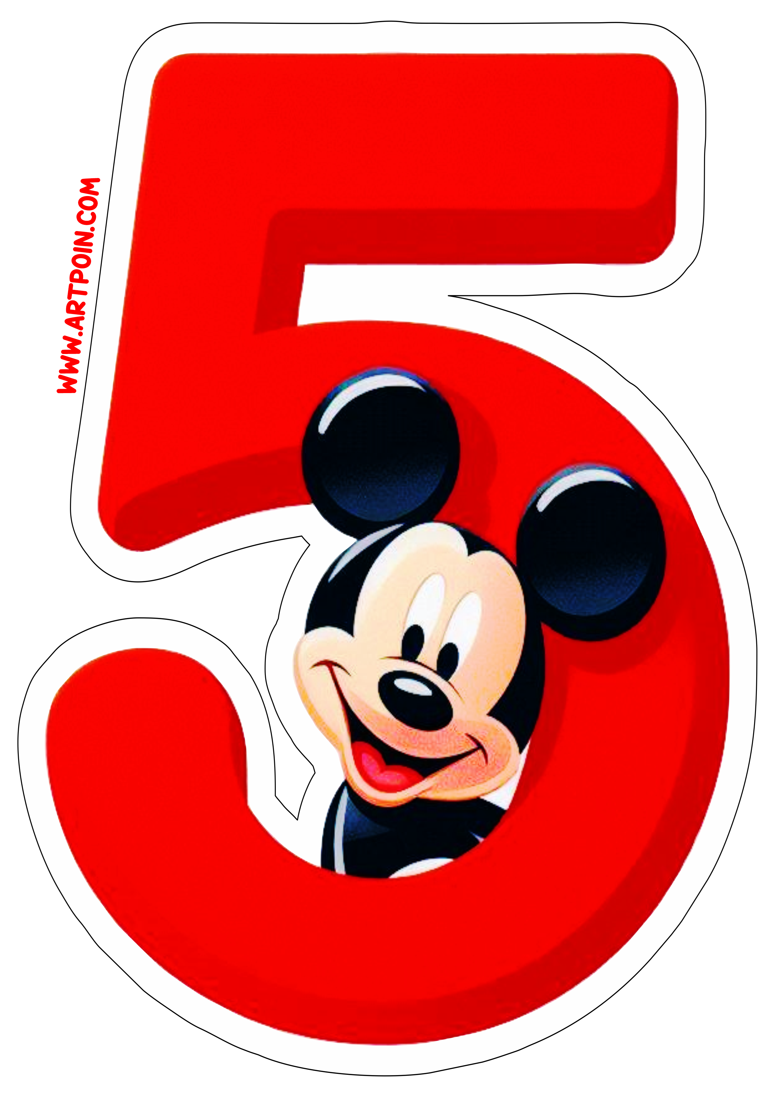 Mickey Mouse número 5 decoração de aniversário hora da festa infantil artigos de papelaria clipart disney png