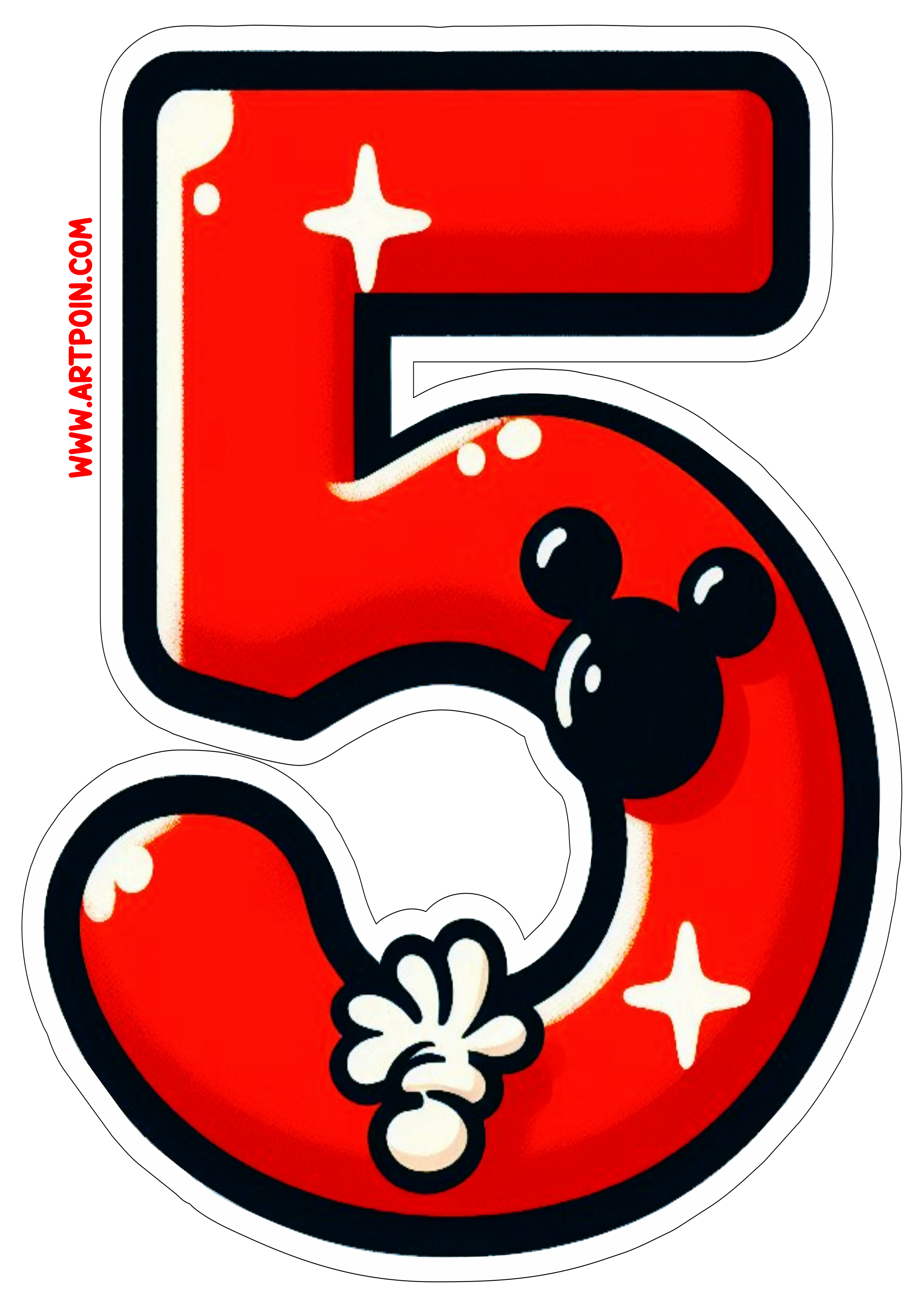 Mickey Mouse número 5 decoração de aniversário hora da festa infantil artigos de papelaria ilustração disney free png