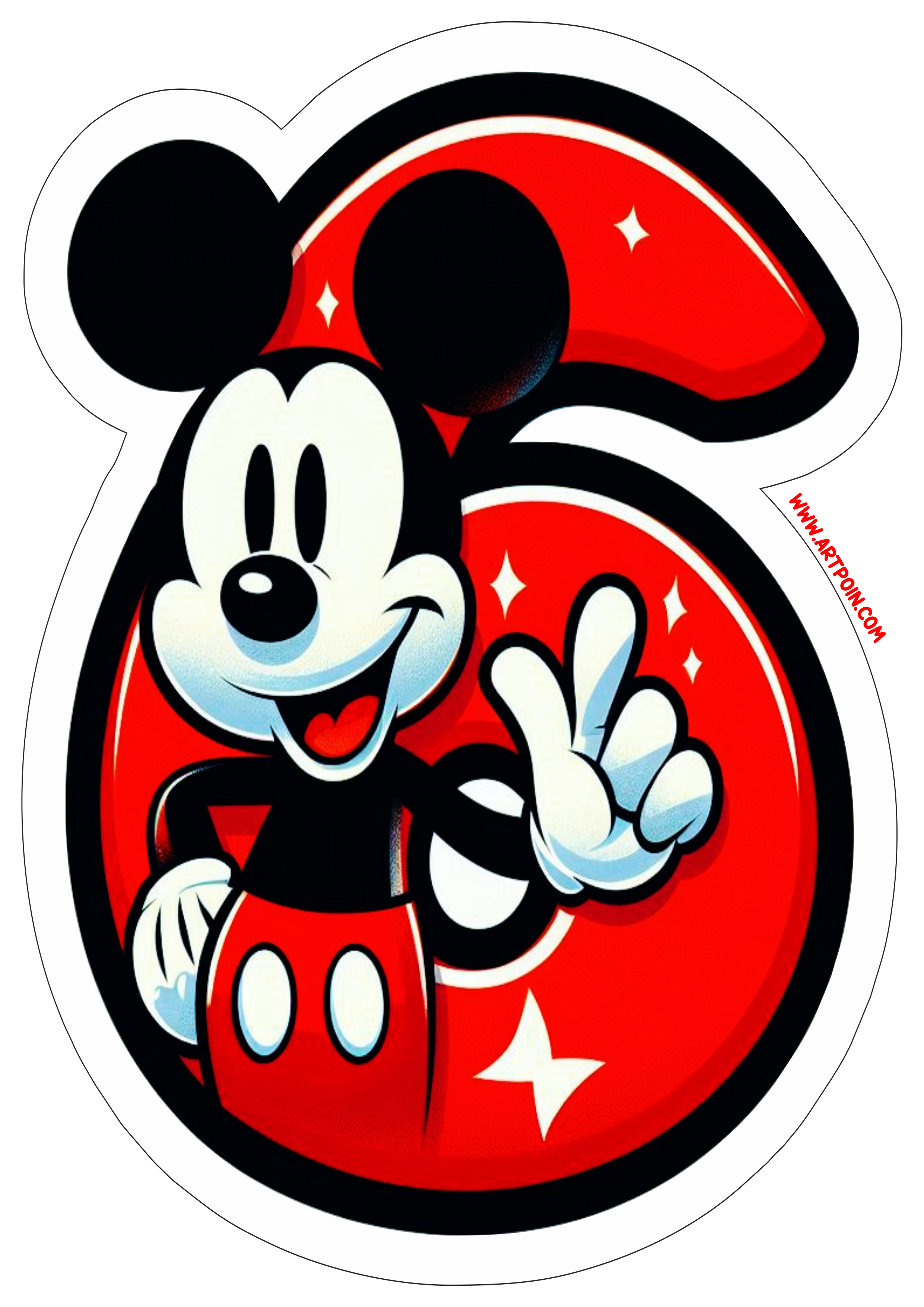 Mickey Mouse número 6 decoração de aniversário hora da festa infantil artigos de papelaria ilustração disney free png