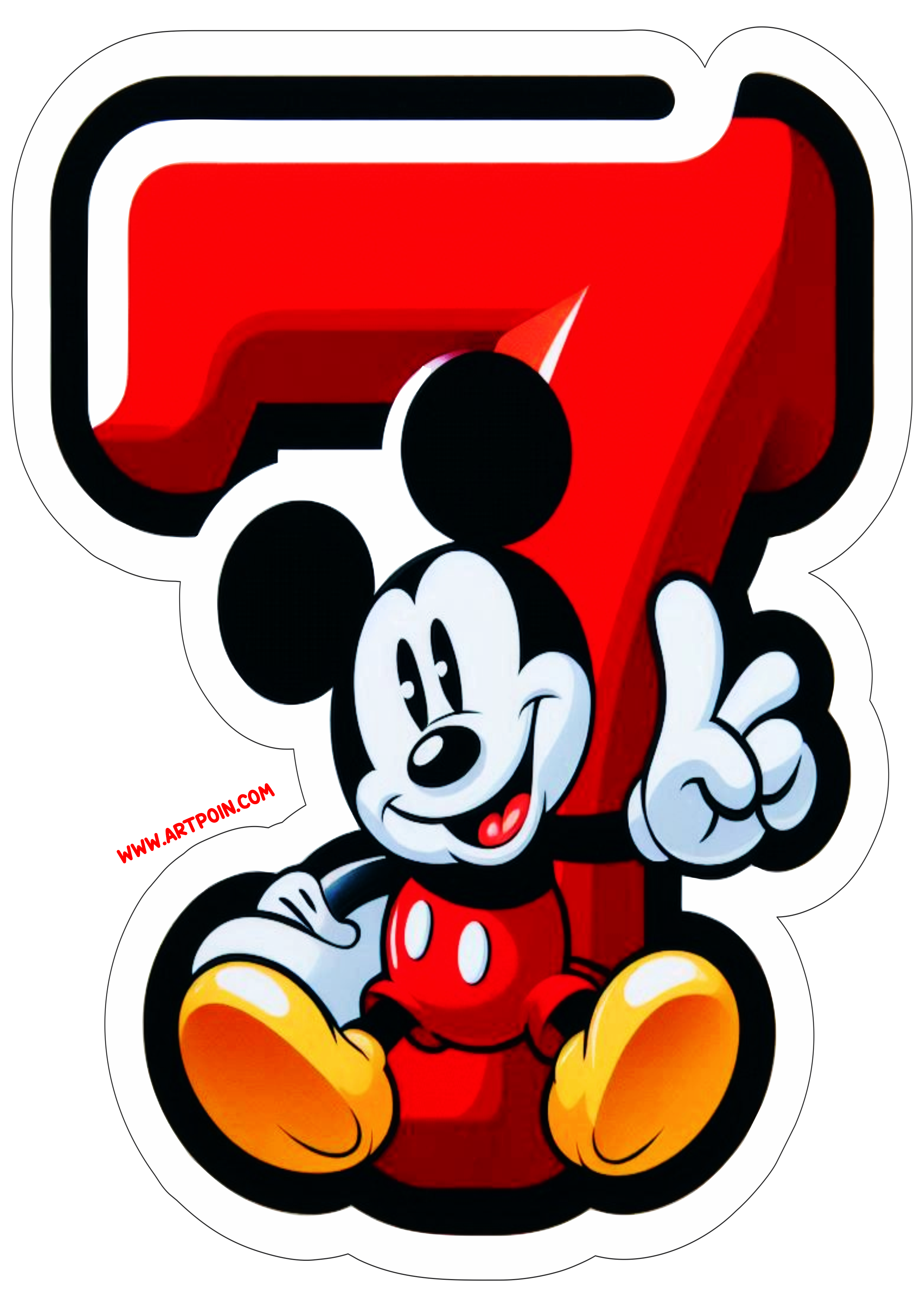 Mickey Mouse número 7 decoração de aniversário hora da festa infantil artigos de papelaria clipart disney png