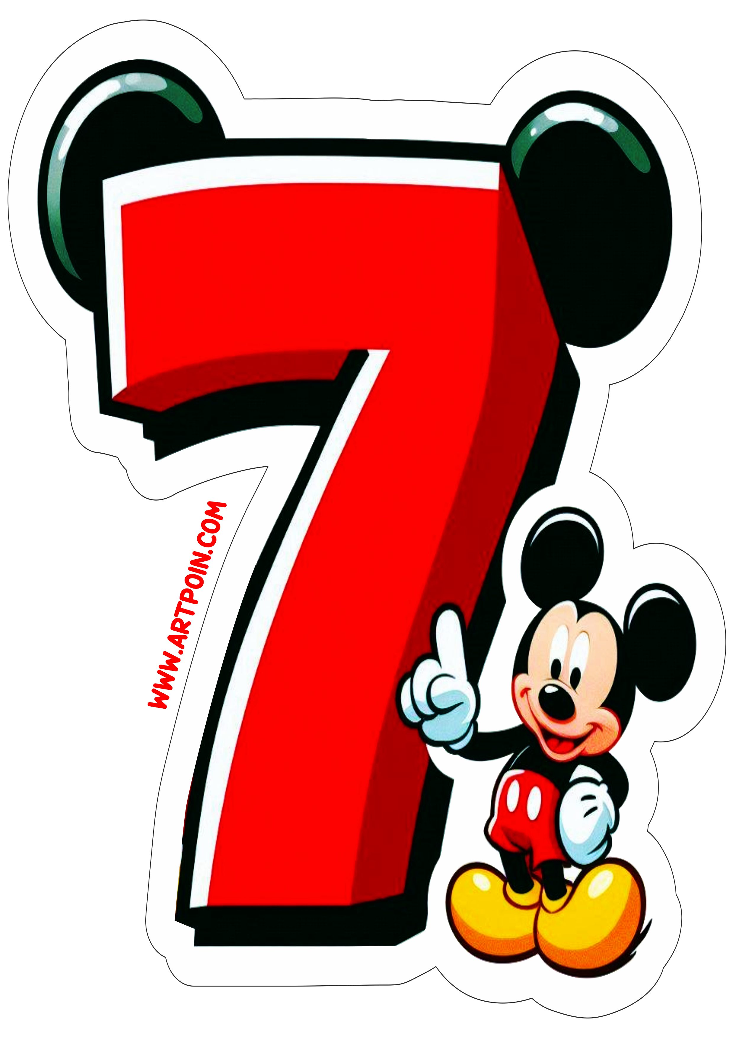 Mickey Mouse número 7 decoração de aniversário hora da festa infantil artigos de papelaria vetor disney png